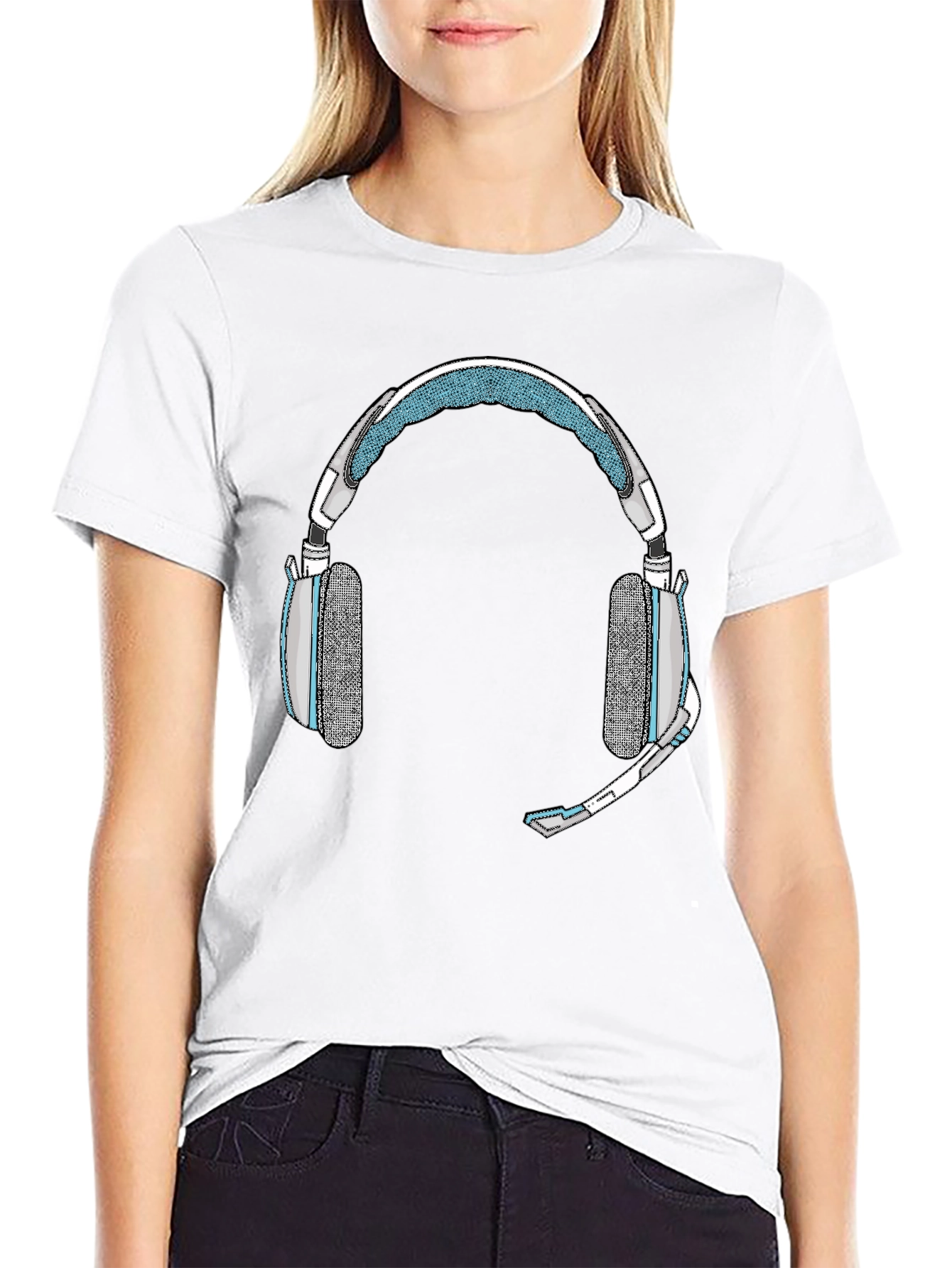 Black Gaming Headset Graphic Tee - Gamer Style Shirt view 9