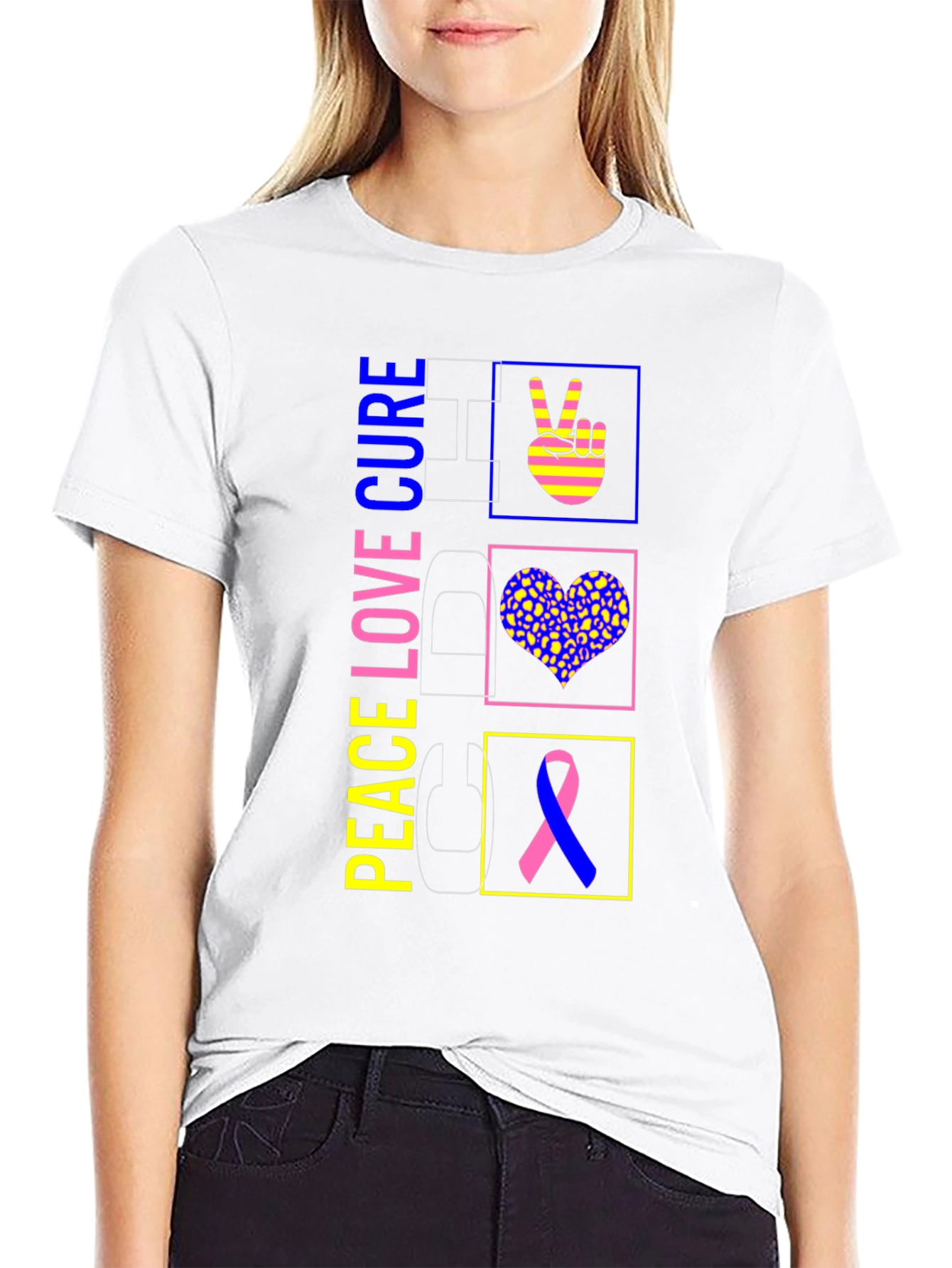 Peace Love Cure Graphic T-Shirt - 9
