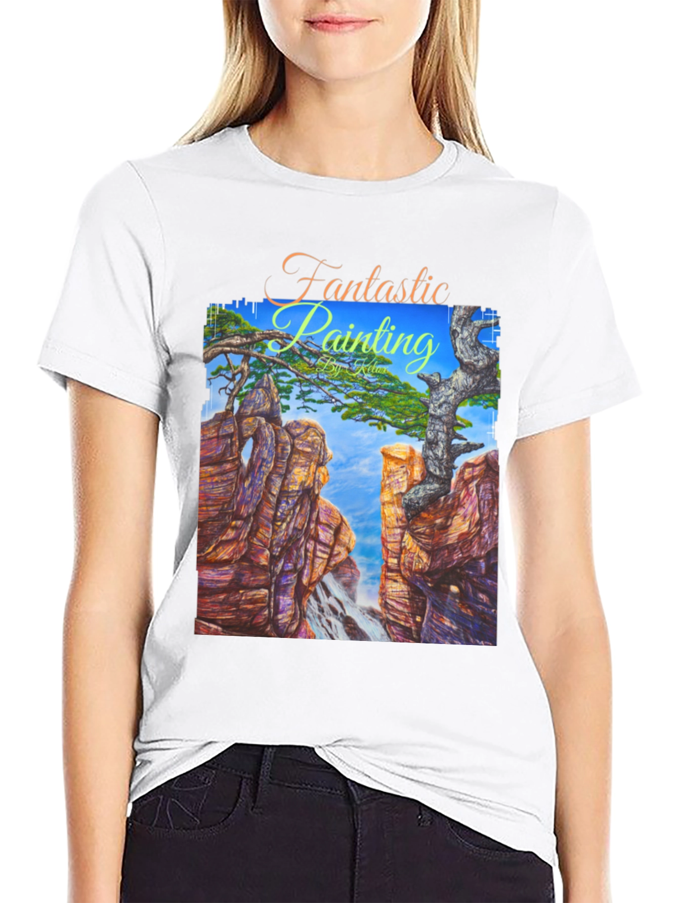 Black Fantastic Painting Graphic T-Shirt view 9