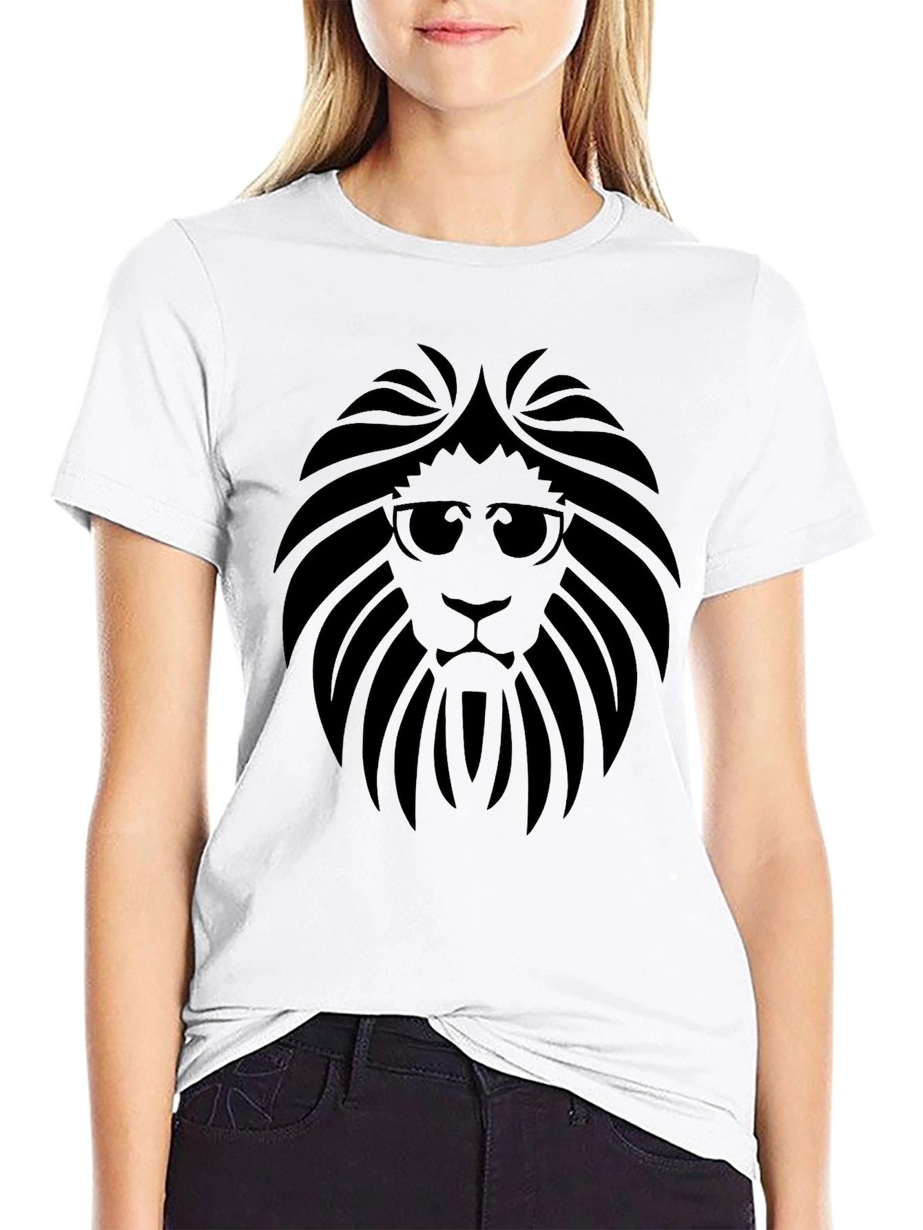 Black Lion Head Graphic Tee - Cool Cat in Shades view 9