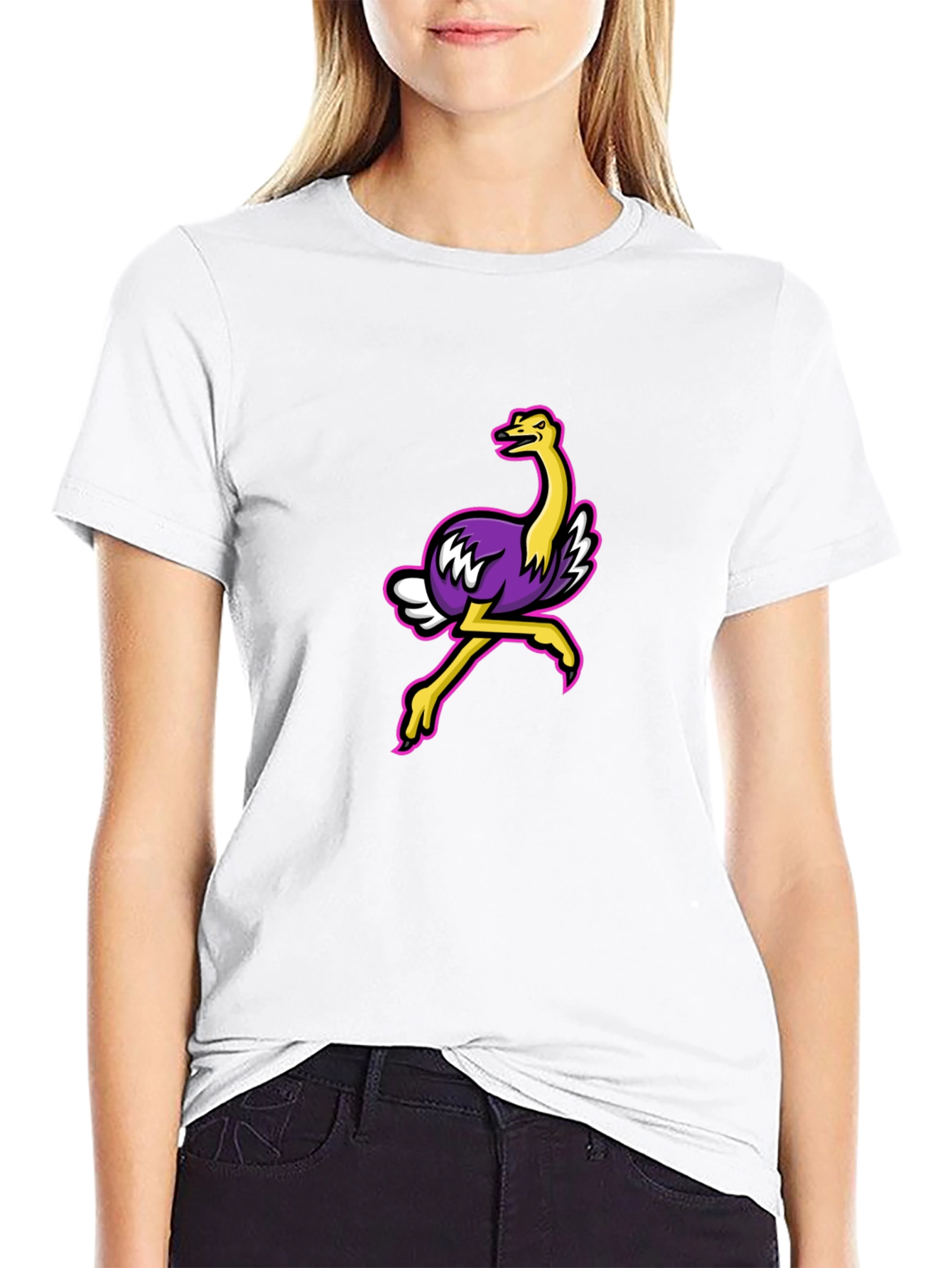 Black Cool Ostrich Graphic Tee - Black Unisex T-Shirt view 9