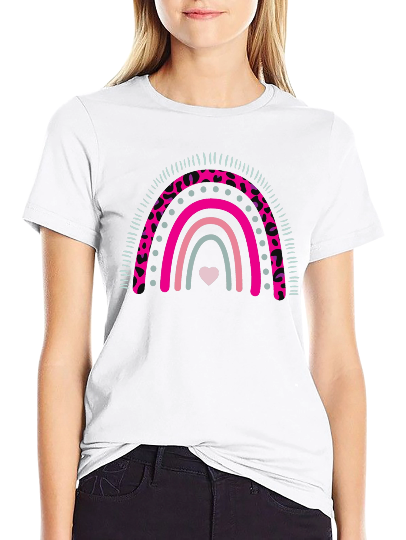Black Rainbow Heart Graphic Tee - Black view 9