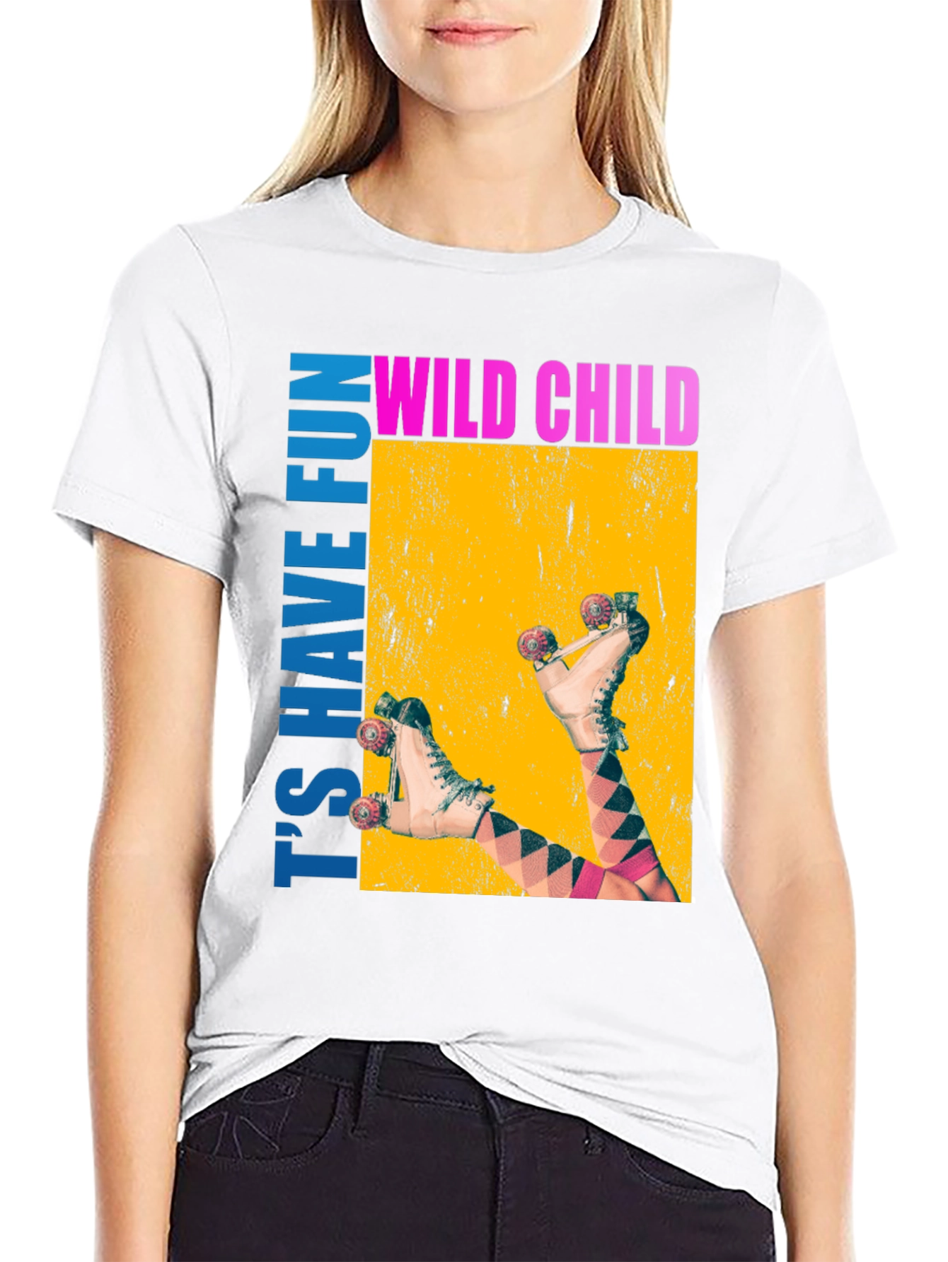 Black Wild Child Roller Skate Graphic Tee view 9