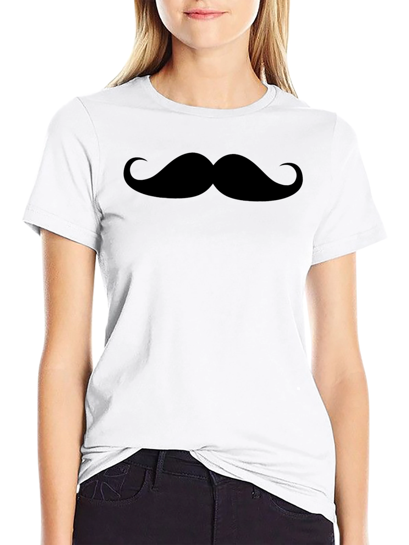 Black Moustache Graphic Black Crew Neck Tee view 9