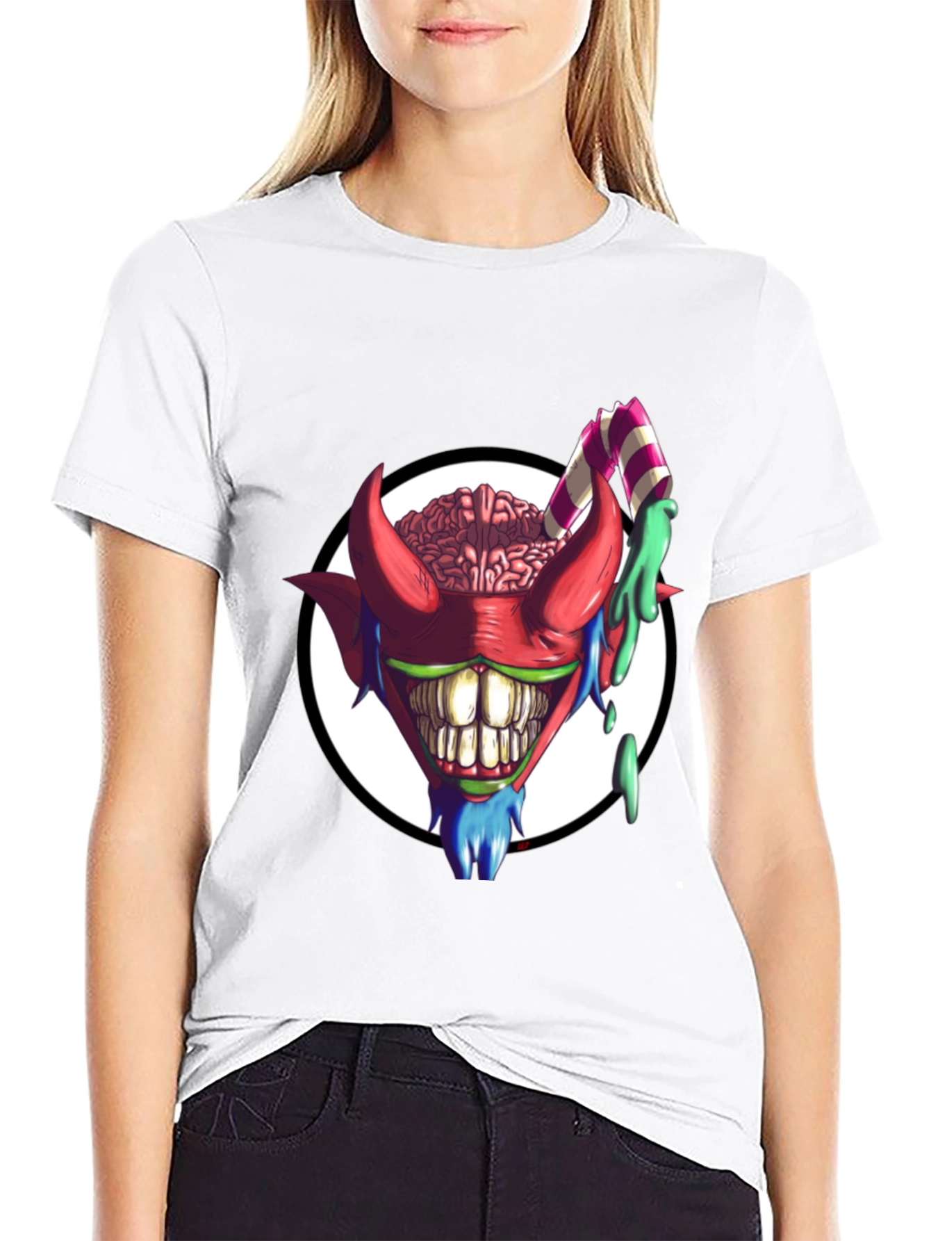 Black Crazy Brain Devil T-Shirt - Unique Graphic Tee view 9