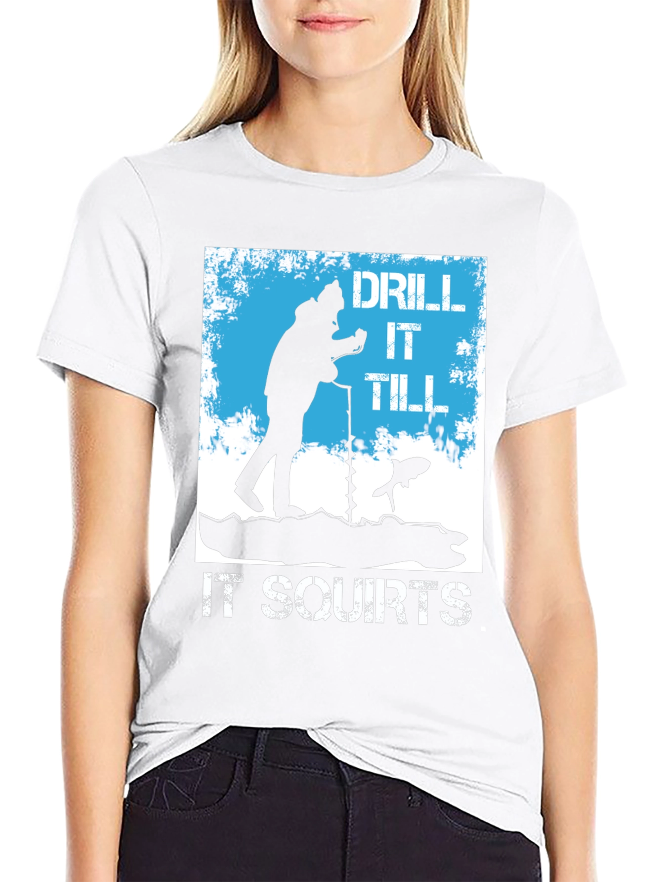 Black Drill It Till It Squirts Ice Fishing T-Shirt view 9