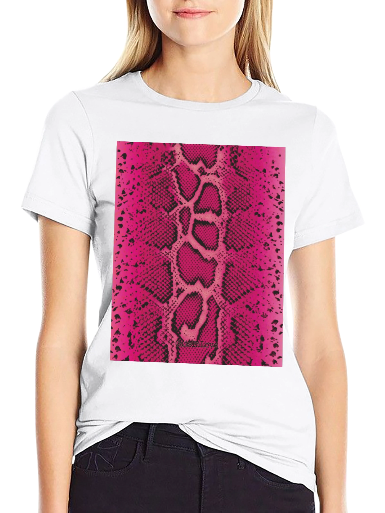 Black Pink Snake Print Tee view 9