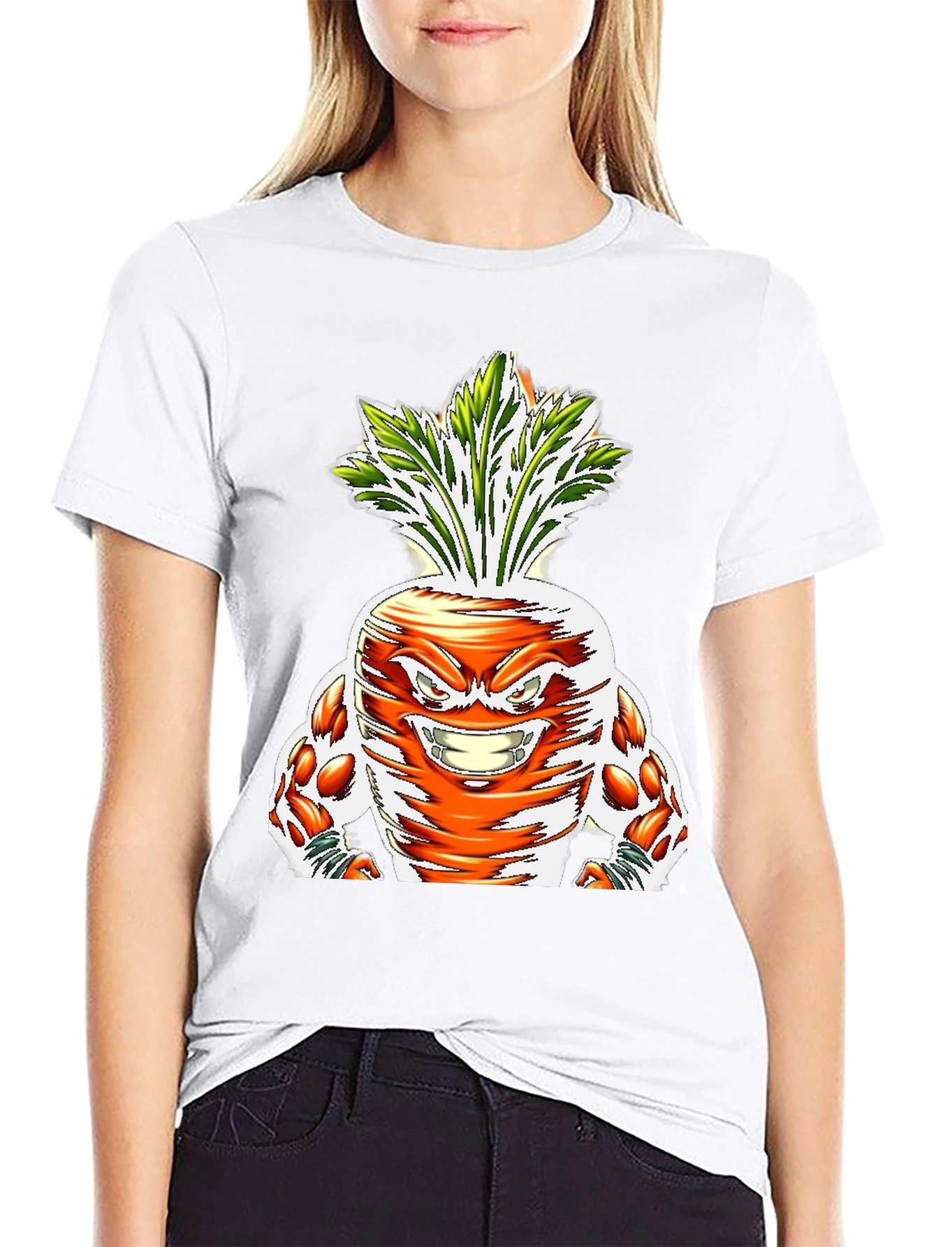 Black Funny Carrot Muscle Graphic T-Shirt view 9