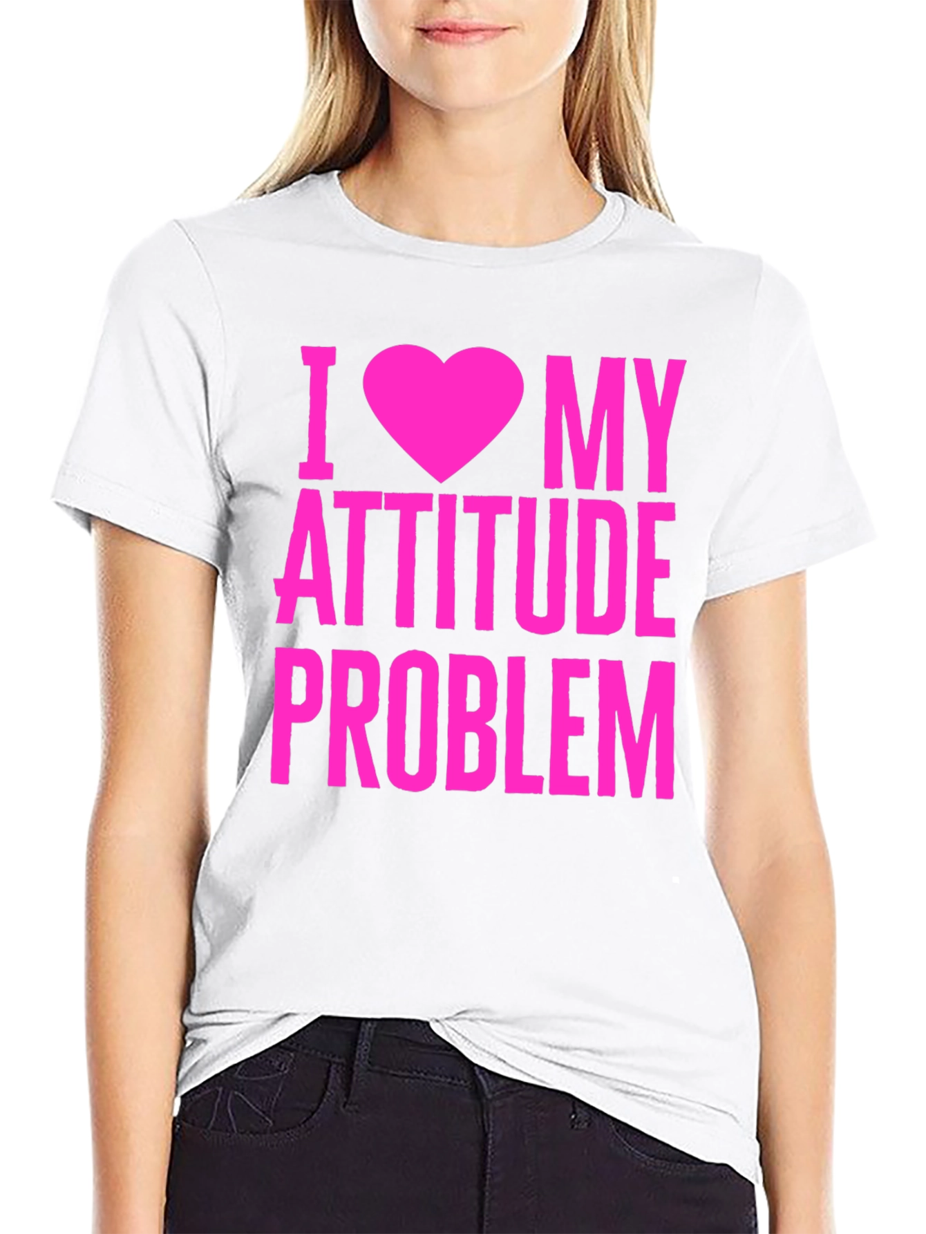 Black I Heart My Attitude Problem Graphic T-Shirt view 9