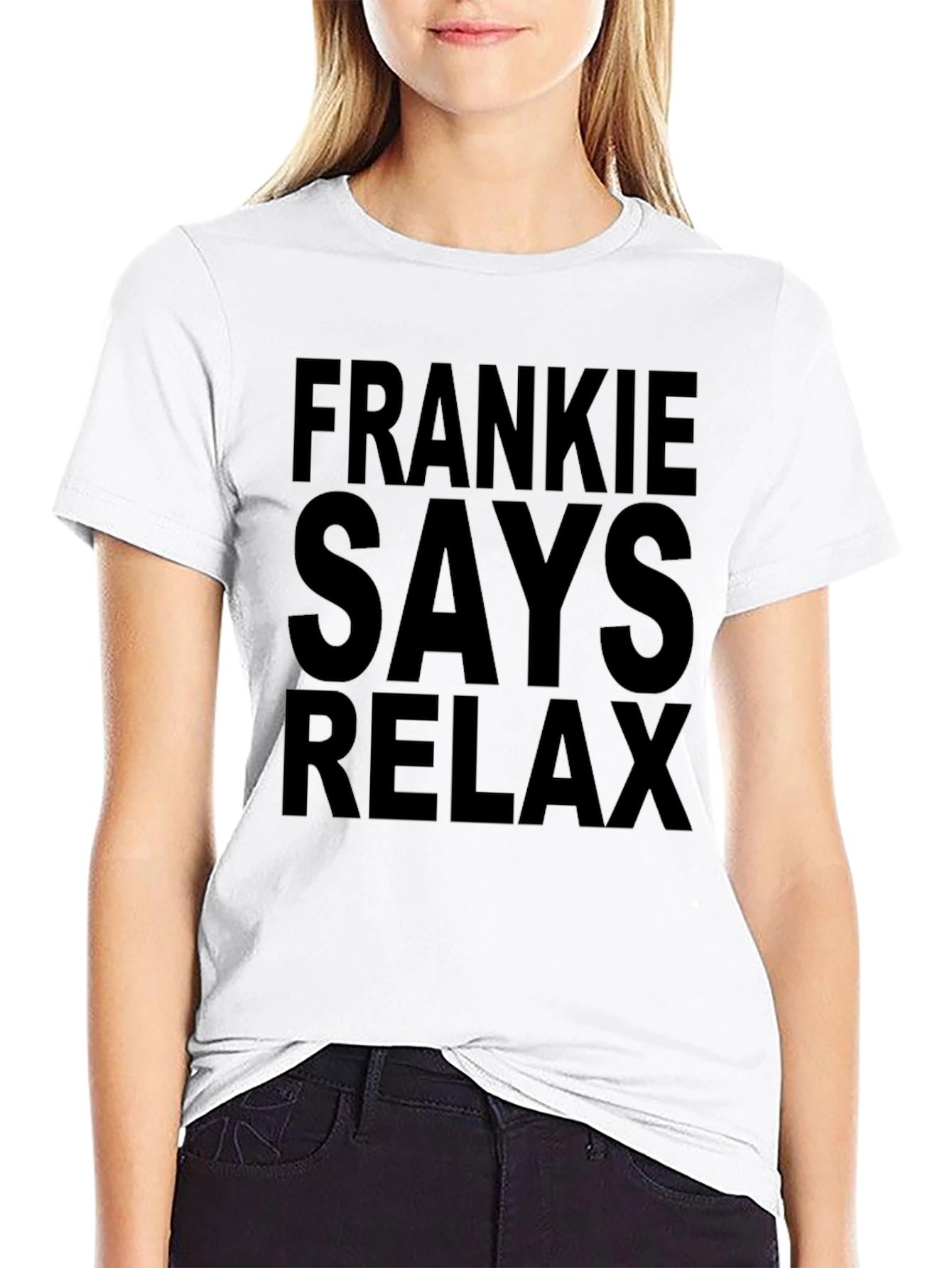 Black Frankie Says Relax Graphic Tee - Black Cotton T-Shirt view 9