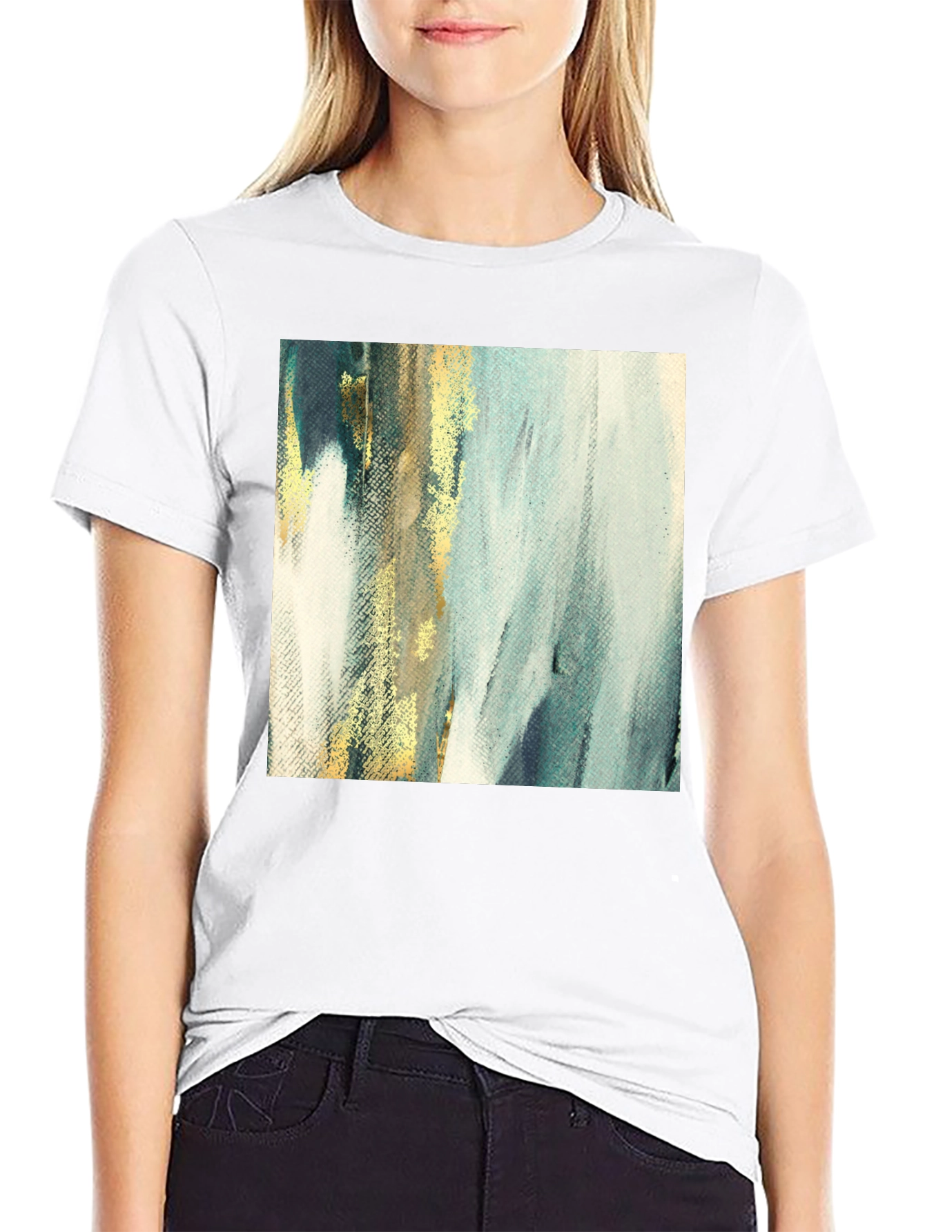 Black Abstract Art Tee - Modern Brushstroke T-Shirt view 9