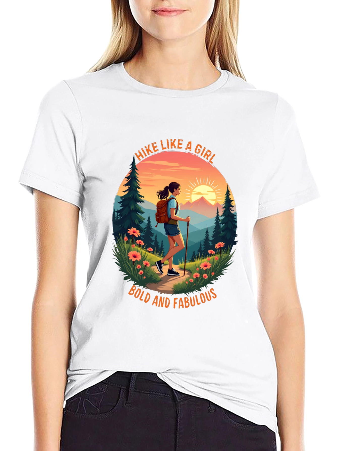 Black Hike Like A Girl T-Shirt view 9