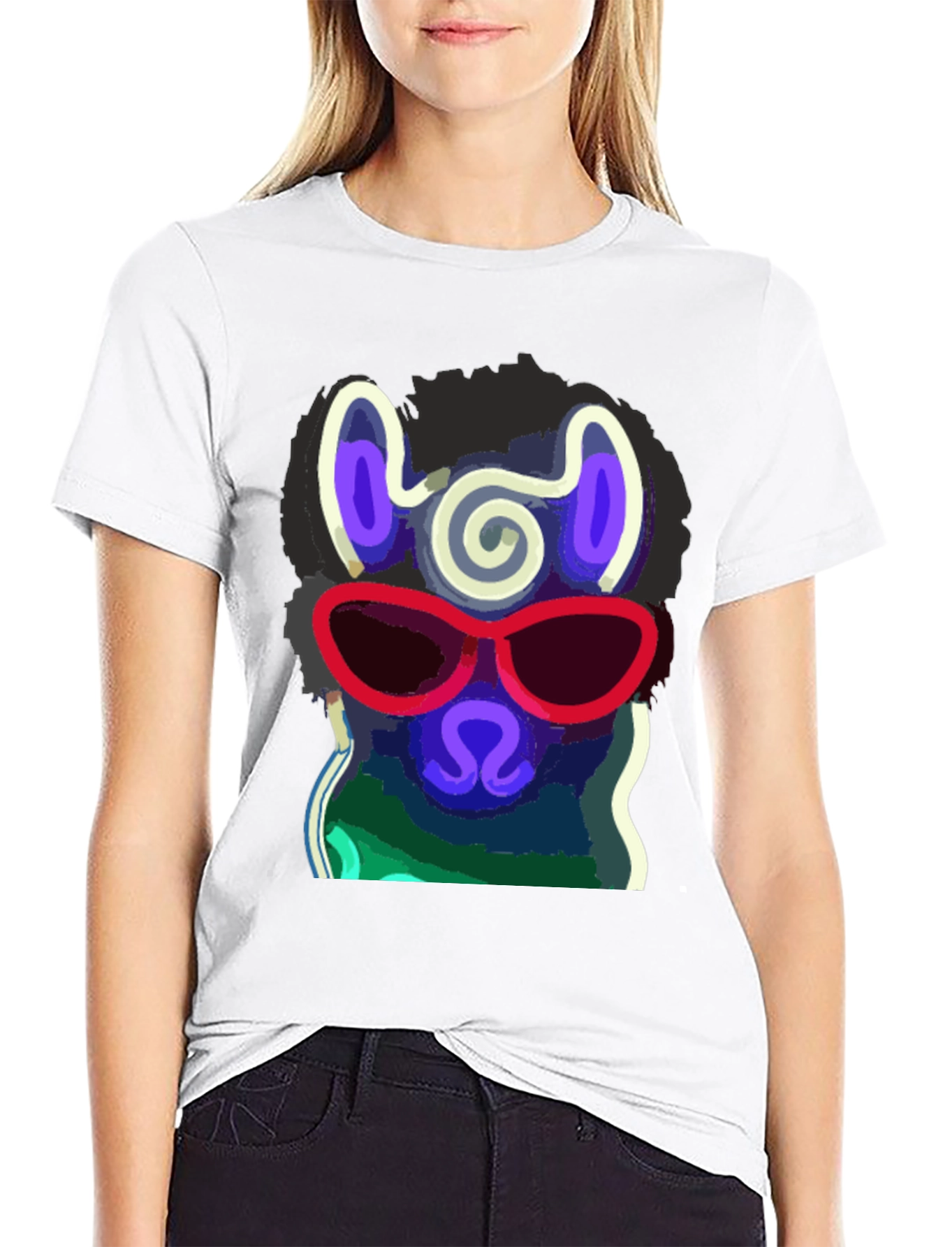 Black Cool Llama T-Shirt - Stylish Neon Design view 9
