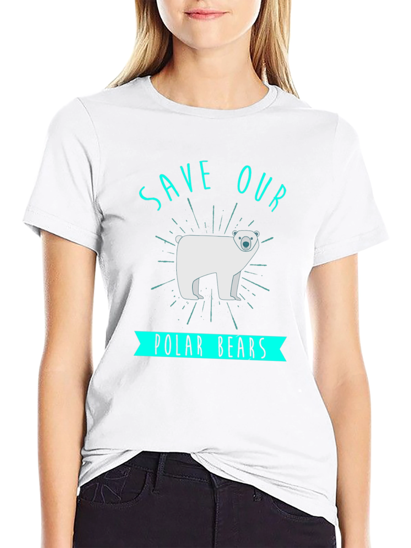 Black Save Our Polar Bears Graphic Tee - Black view 9