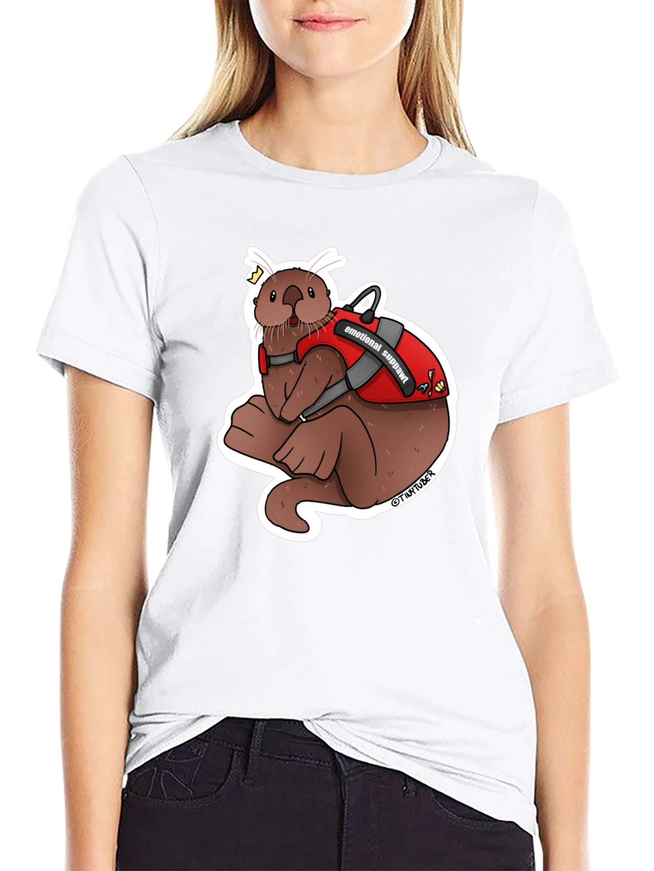 Black Emotional Support Otter Graphic Tee view 9