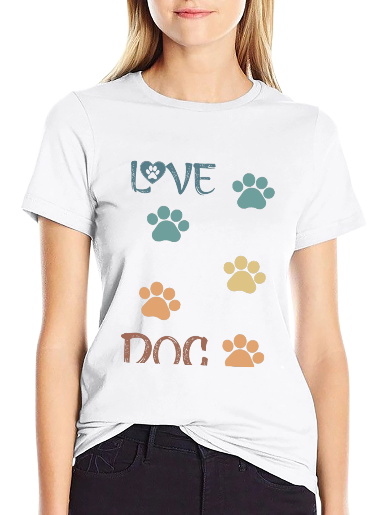 Black Love Dog Paw Print T-Shirt view 9