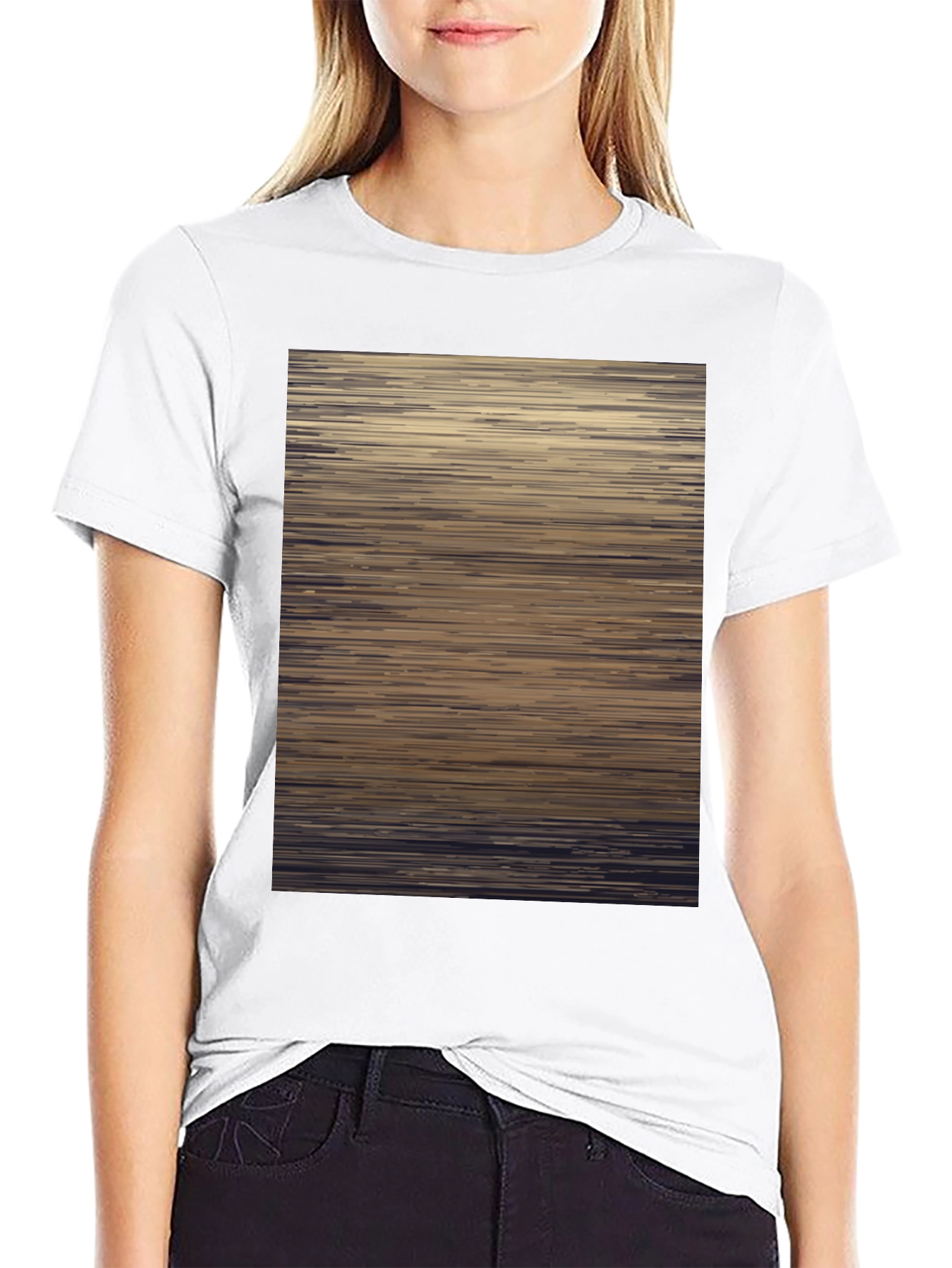 Black Abstract Stripes Black Tee view 9
