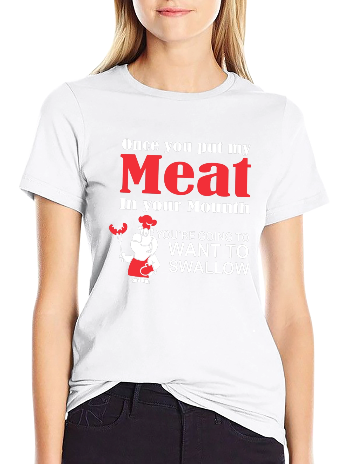Black Funny Meat in Your Mouth Graphic T-Shirt view 9