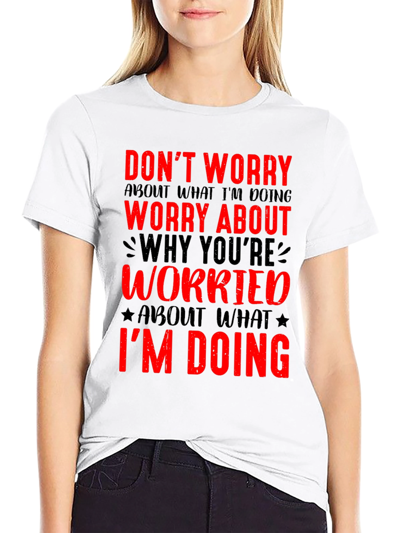Black Don't Worry Graphic Tee - Black view 9