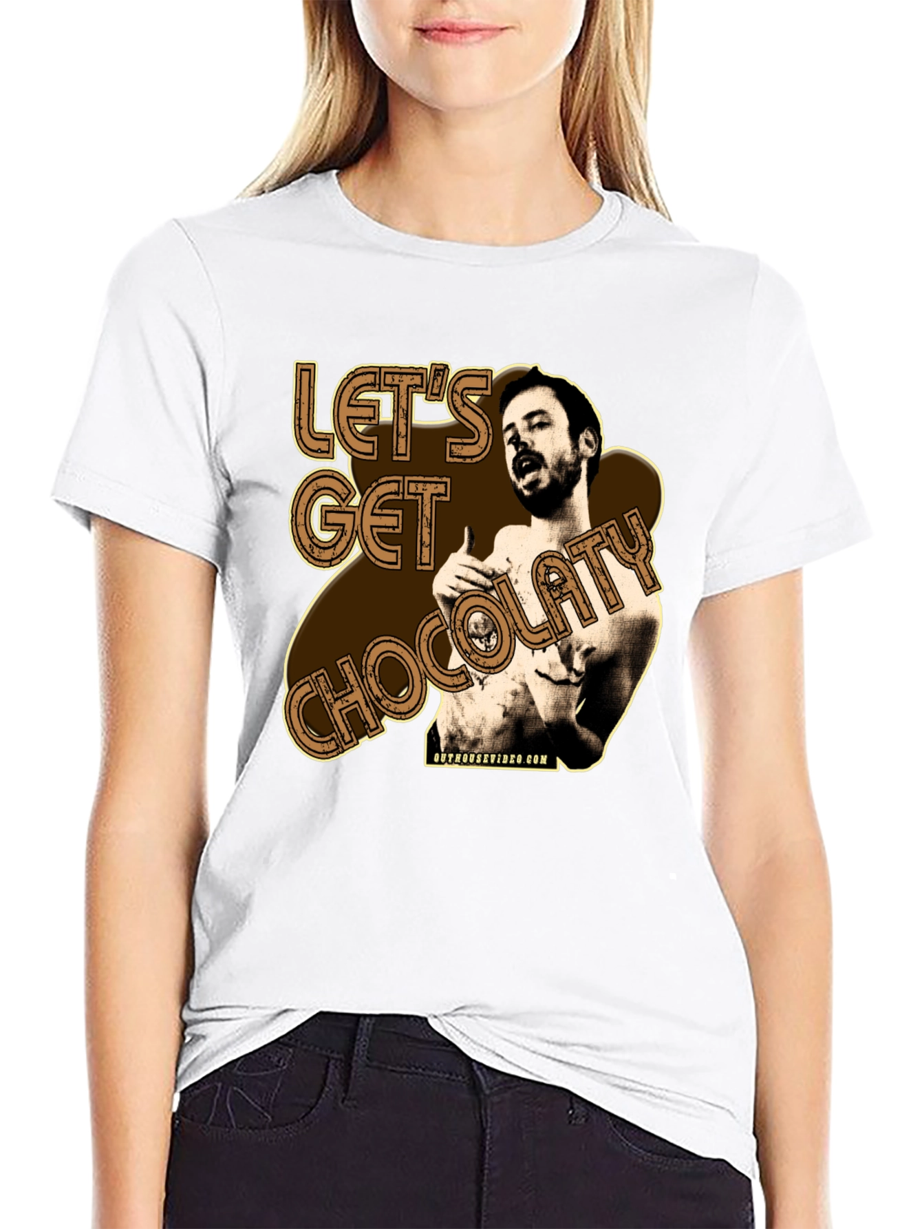 Black Let's Get Chocolaty Funny Graphic Tee view 9