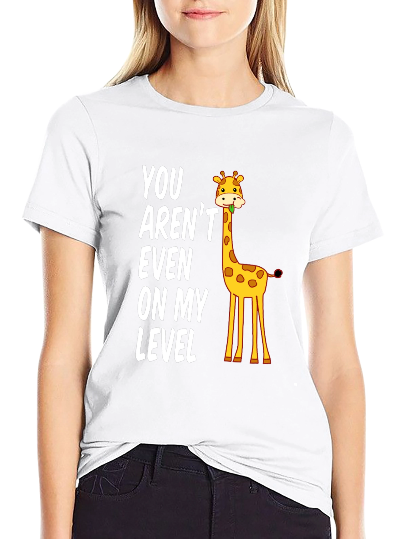 Black Funny Giraffe Level T-Shirt view 9