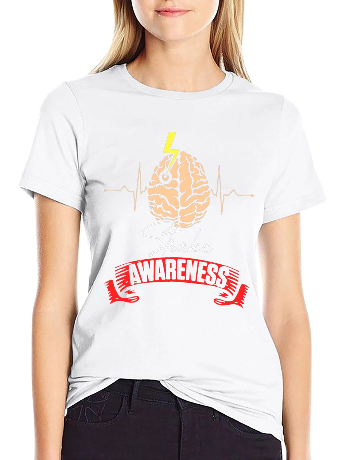 Black Stroke Awareness Graphic Tee view 9