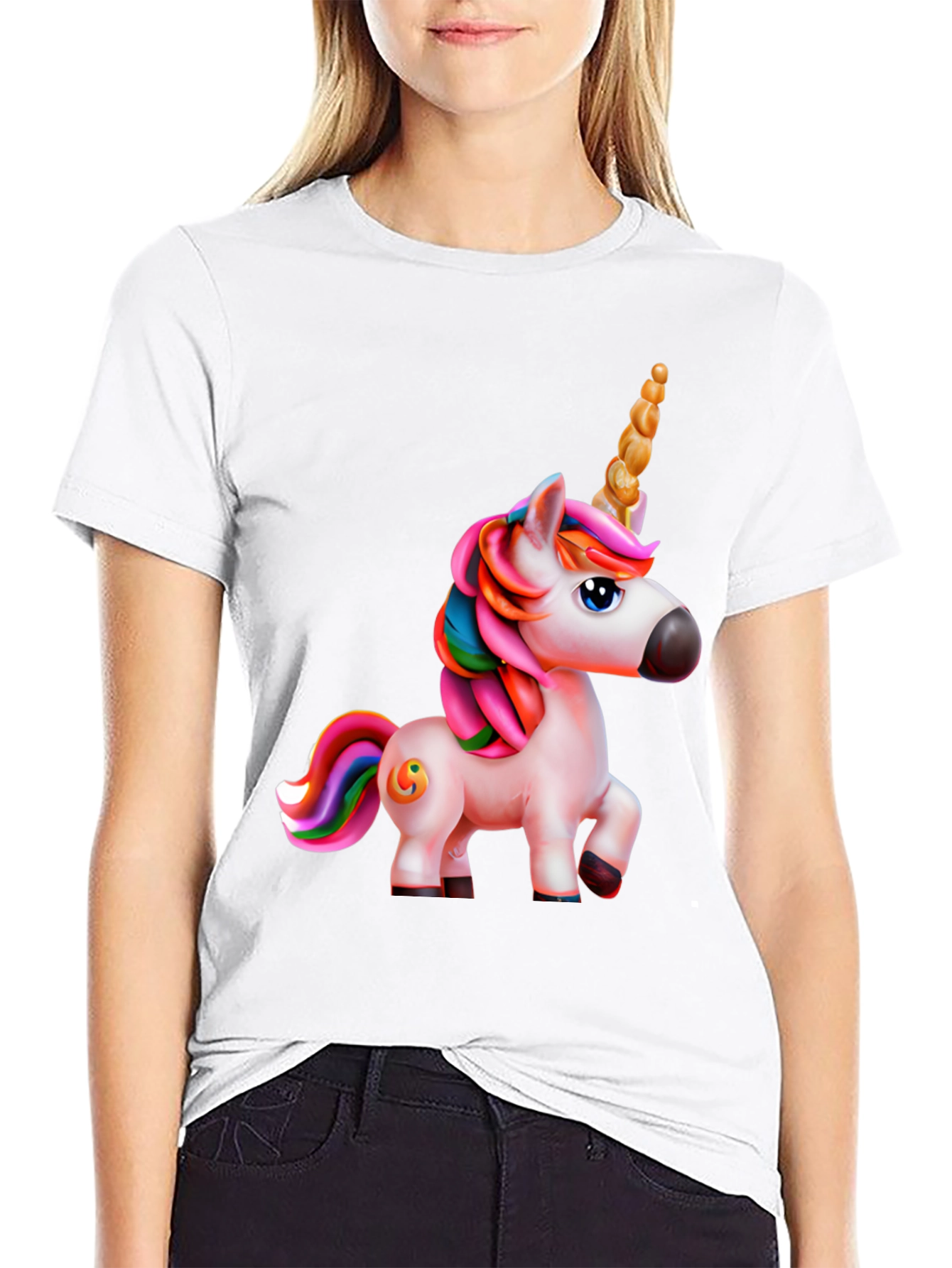 Black Unicorn Graphic Print Black T-Shirt view 9