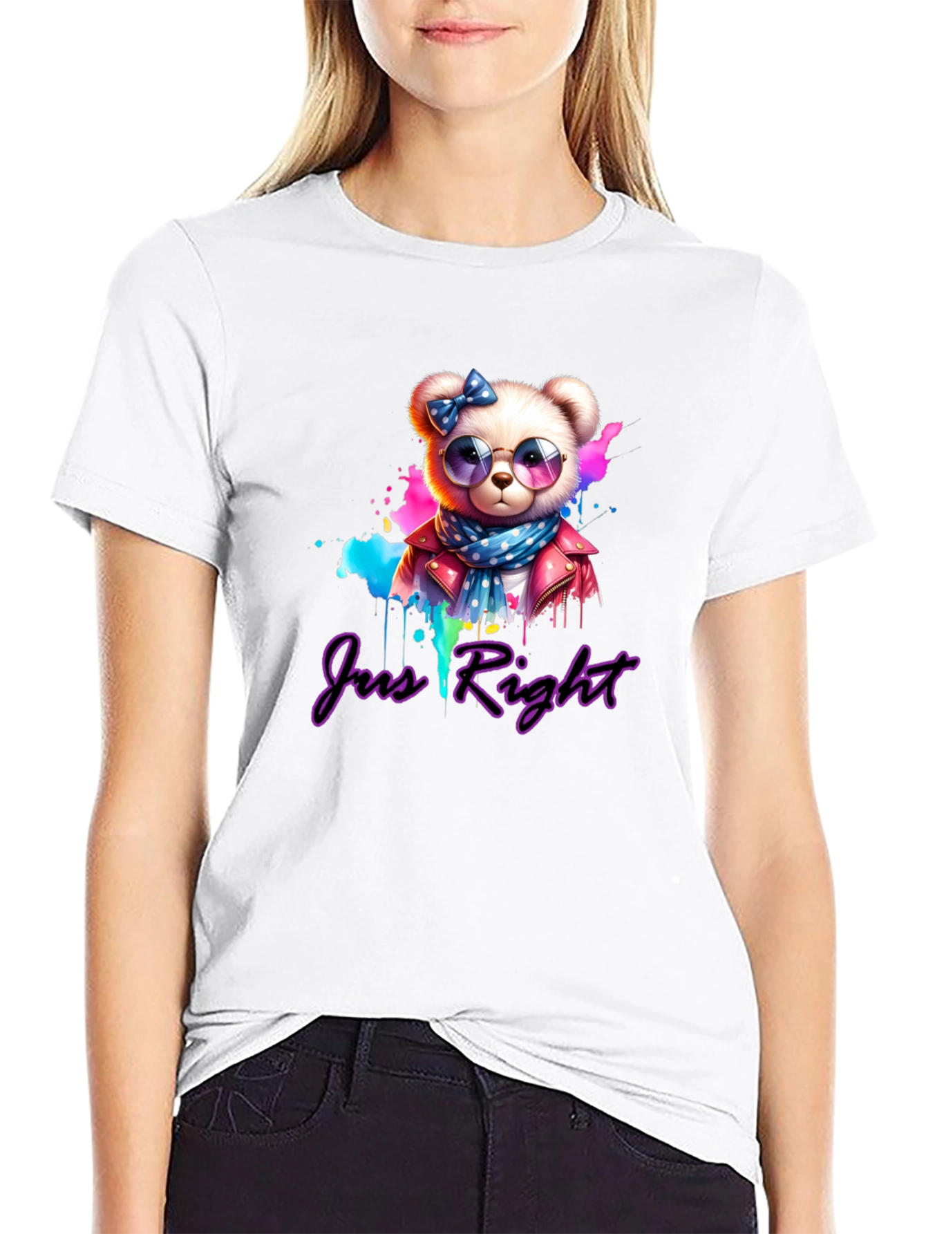 Just Right Bear Graphic Tee - Trendy Style - 9