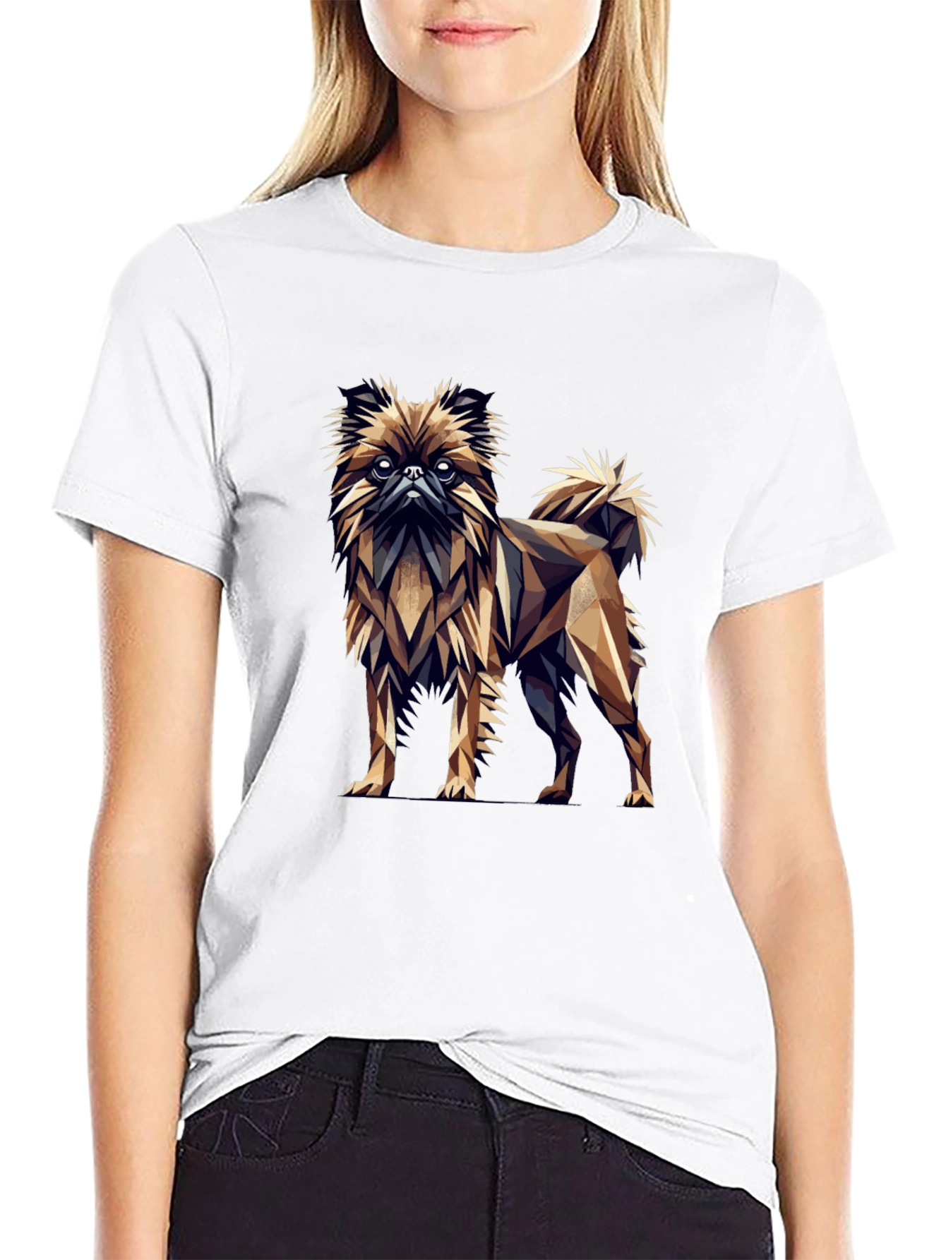 Black Geometric Dog Graphic Black T-Shirt view 9