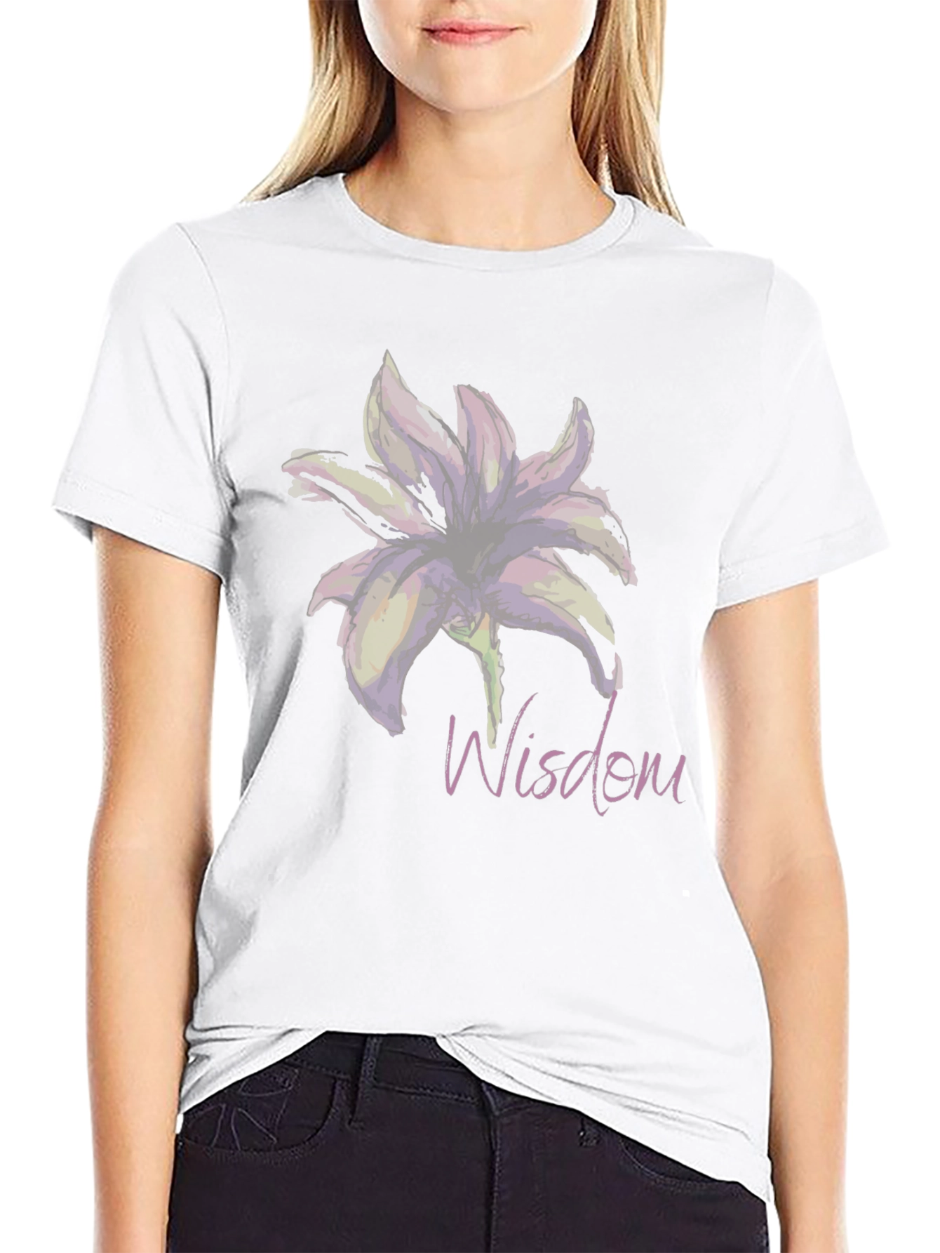 Black Wisdom Lily Graphic T-Shirt - Elegant and Stylish view 9