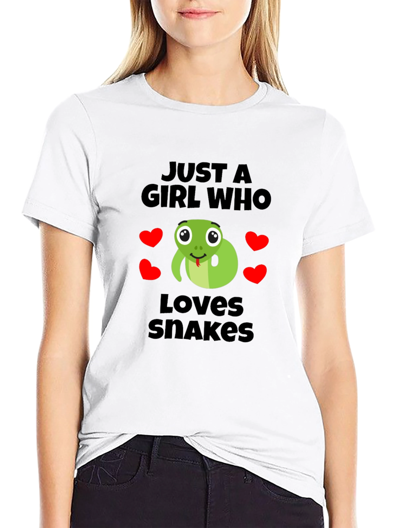 Black Just a Girl Who Loves Snakes T-Shirt view 9