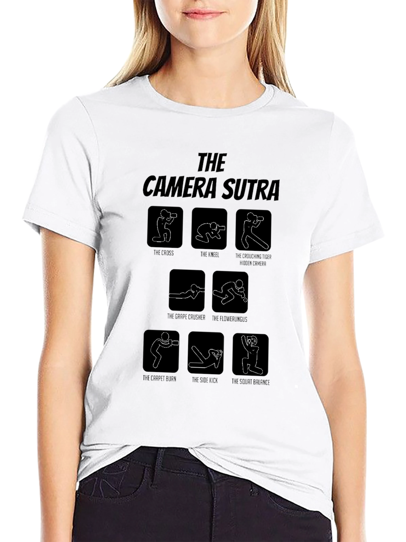 Black Camera Sutra Graphic T-Shirt - Photography Humor Tee view 9