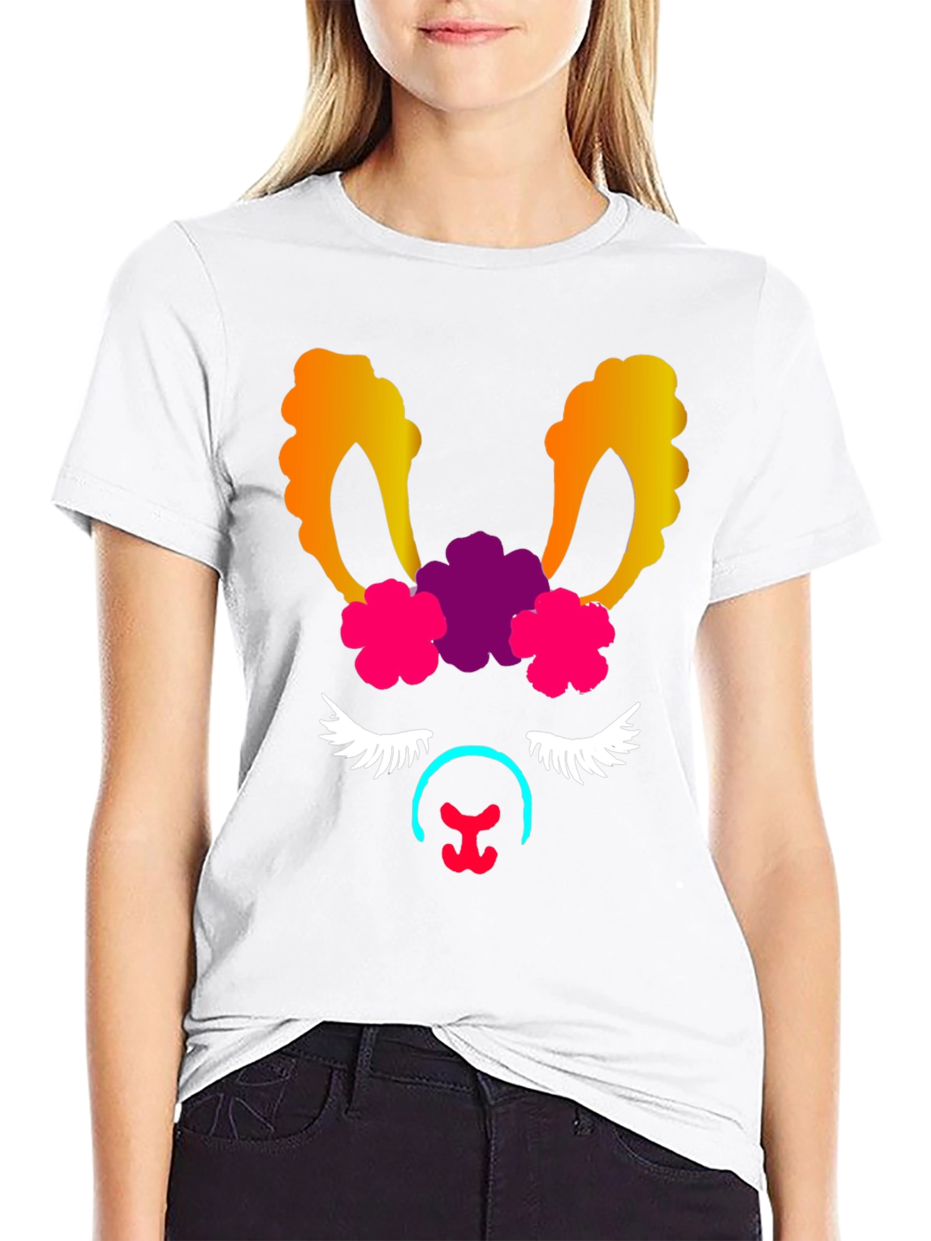 Black Llama Face Graphic Tee view 9