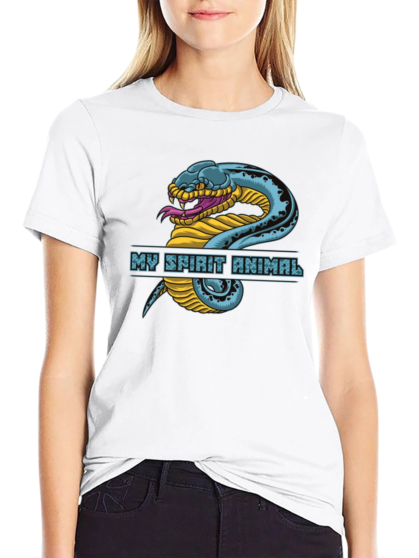 Black My Spirit Animal Snake Graphic T-Shirt view 9