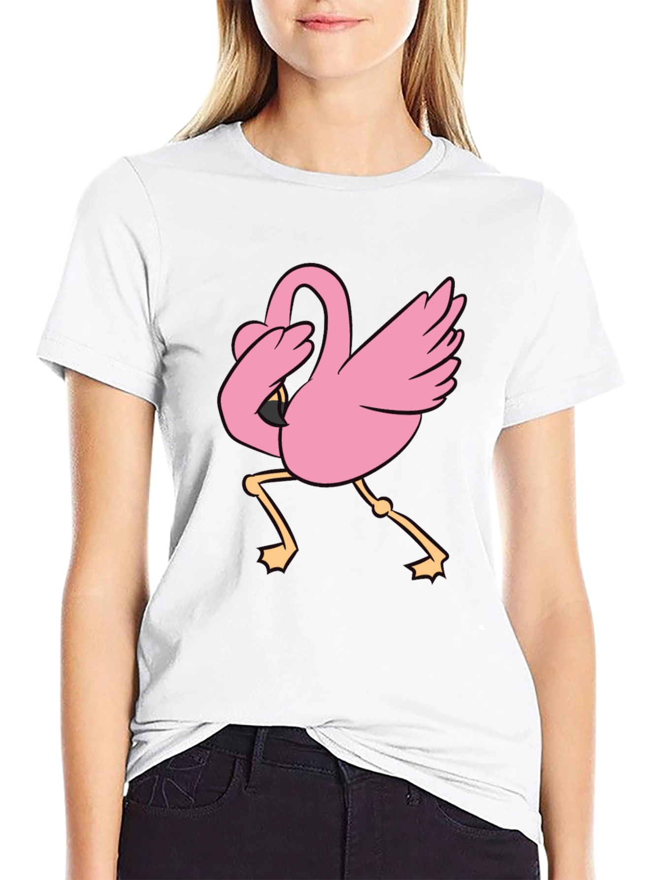 Black Dabbing Flamingo Black T-Shirt view 9