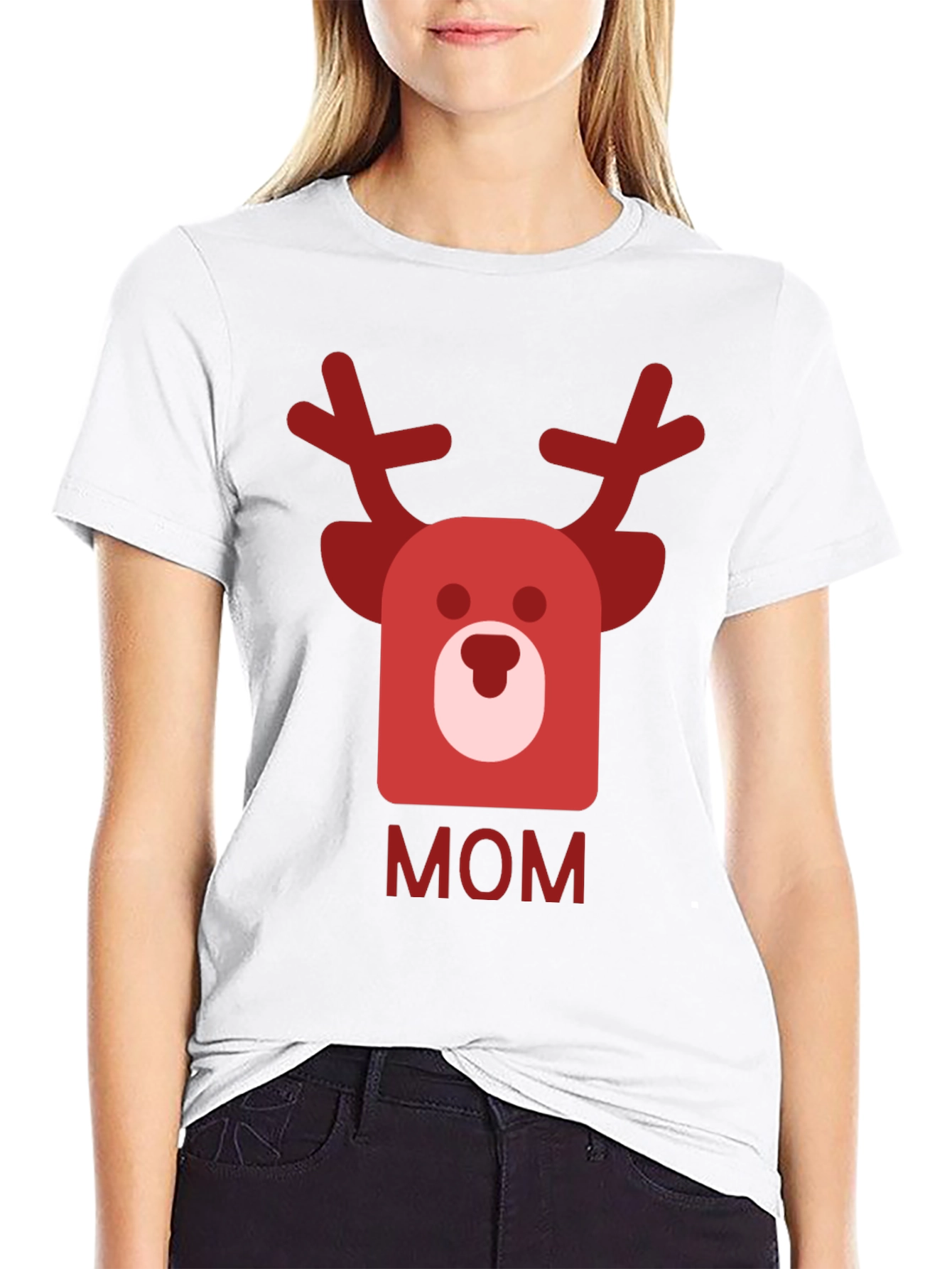 Black Festive Mom Reindeer Graphic Tee - Black view 9