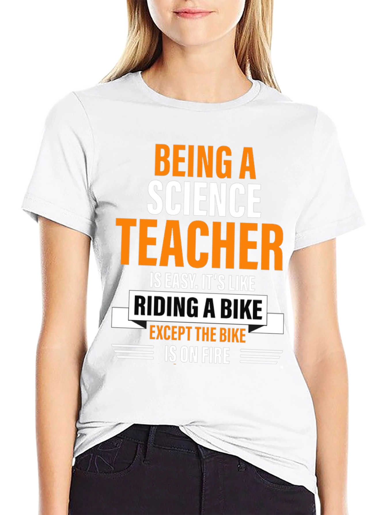 Black Science Teacher T-Shirt: Riding a Bike On Fire view 9