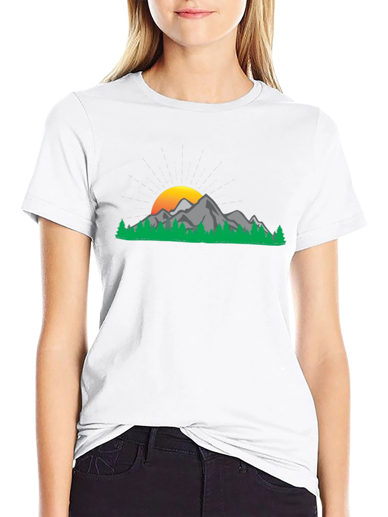 Black Mountain Sunset Graphic Tee - Nature Inspired Casual Wear view 9