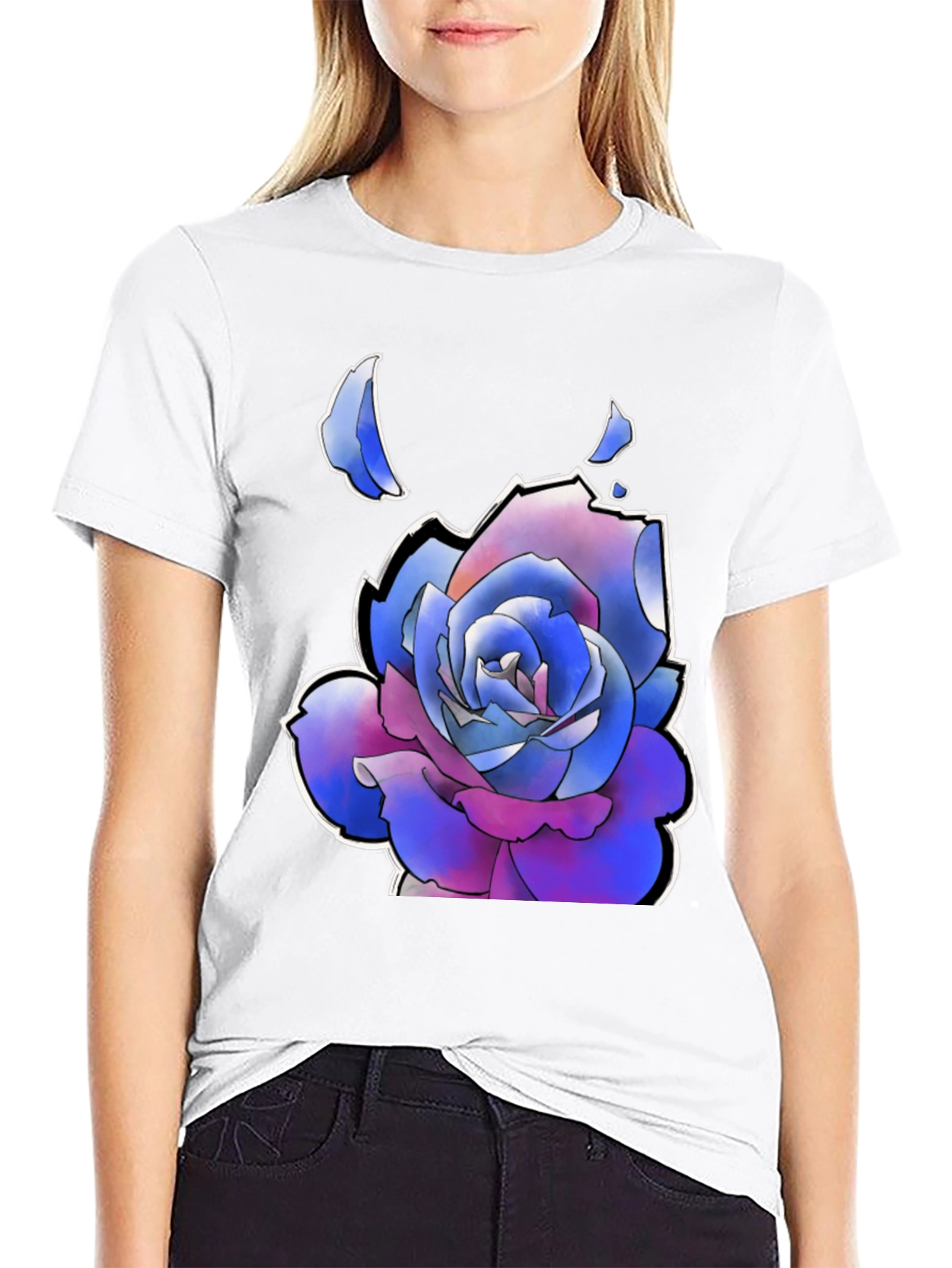 Black Rose Graphic T-Shirt - Black Casual Tee view 9