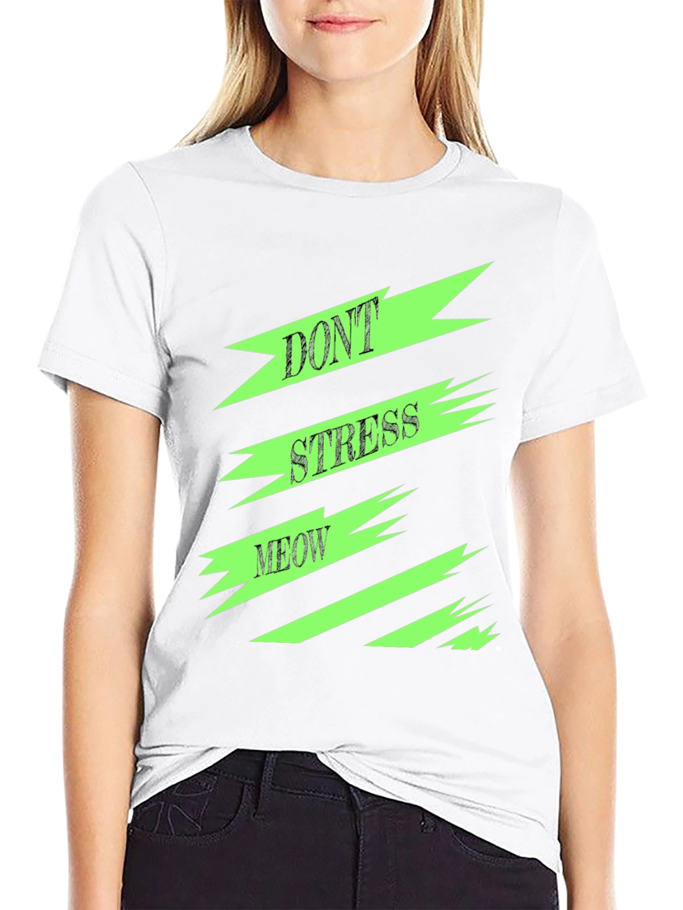 Black Don't Stress Meow Graphic T-Shirt view 9