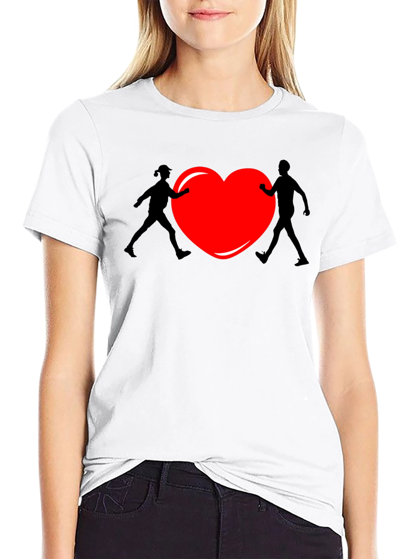 Black Heart Couple Graphic Tee - Unisex Black T-Shirt view 9