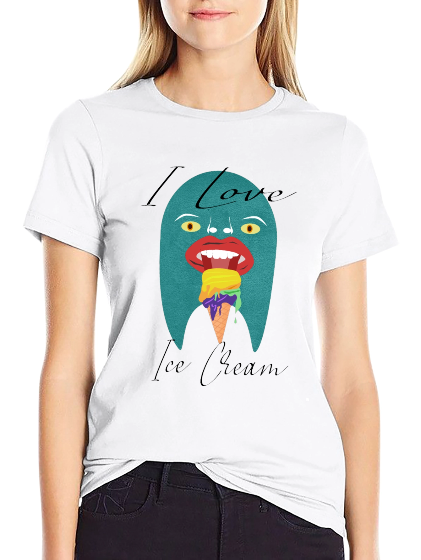 Black I Love Ice Cream Graphic T-Shirt view 9