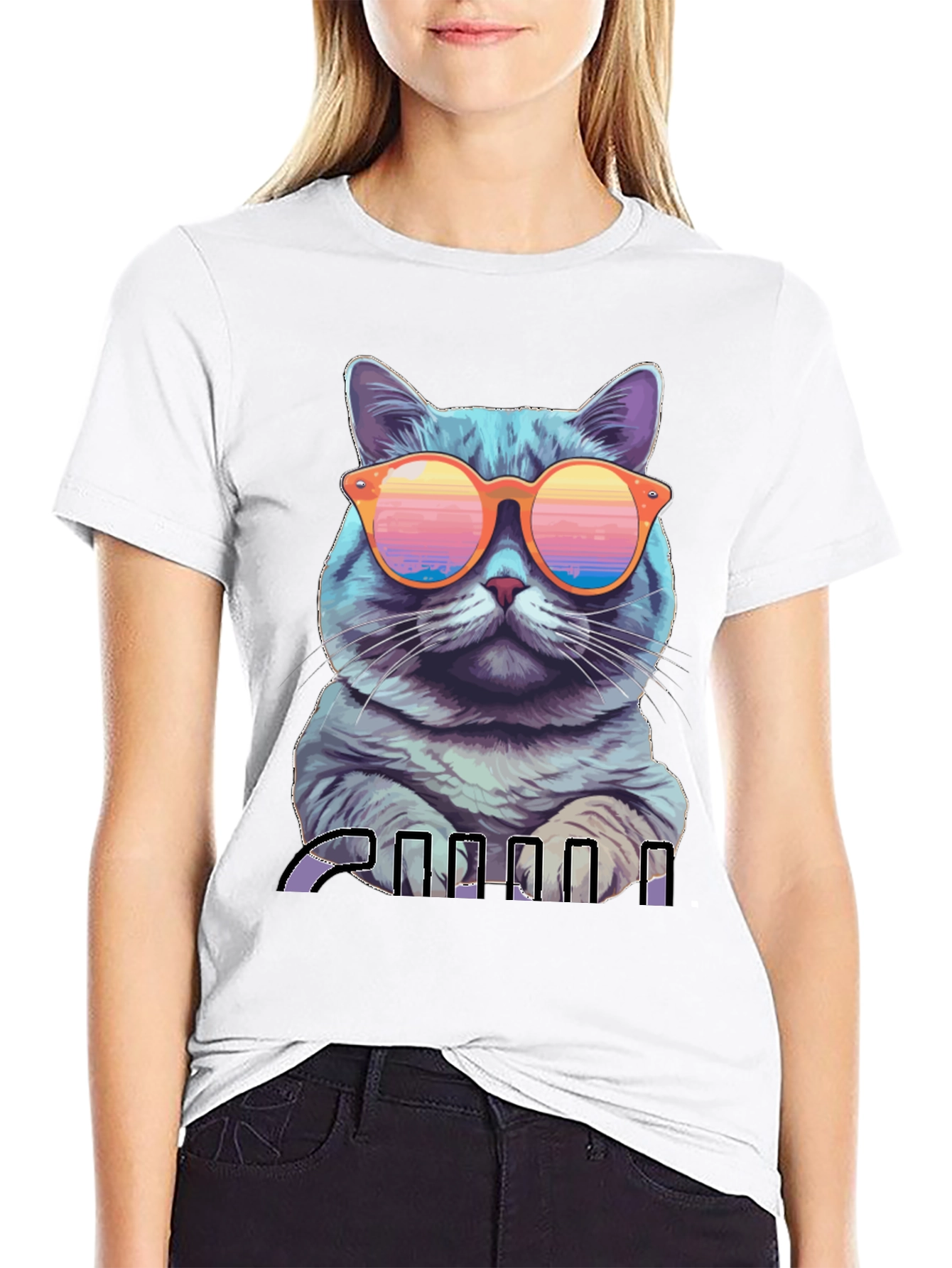 Cool Cat Graphic T-Shirt - Retro Sunglasses Design - 9