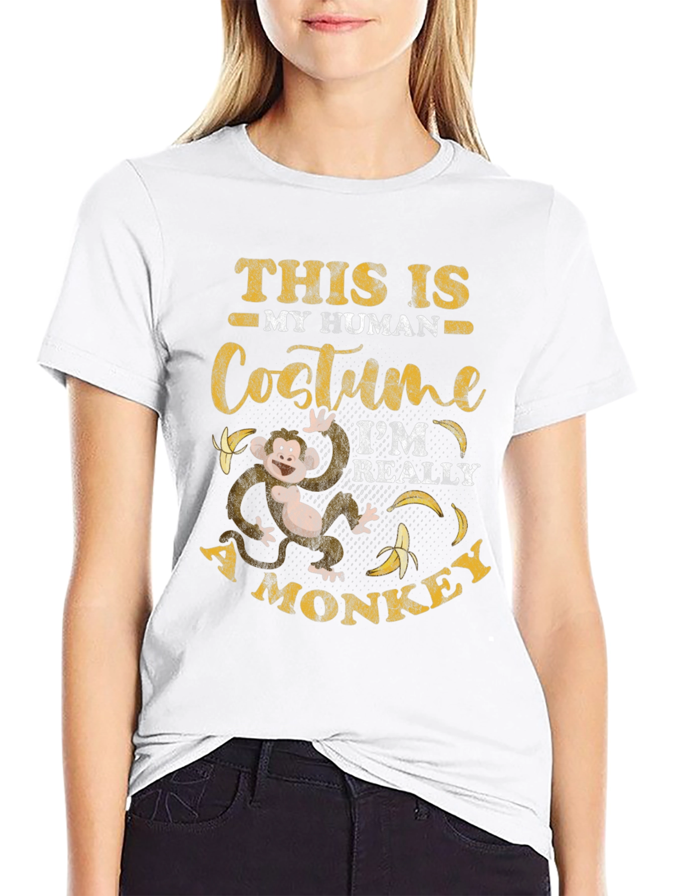 Black Funny Monkey Human Costume T-Shirt view 9