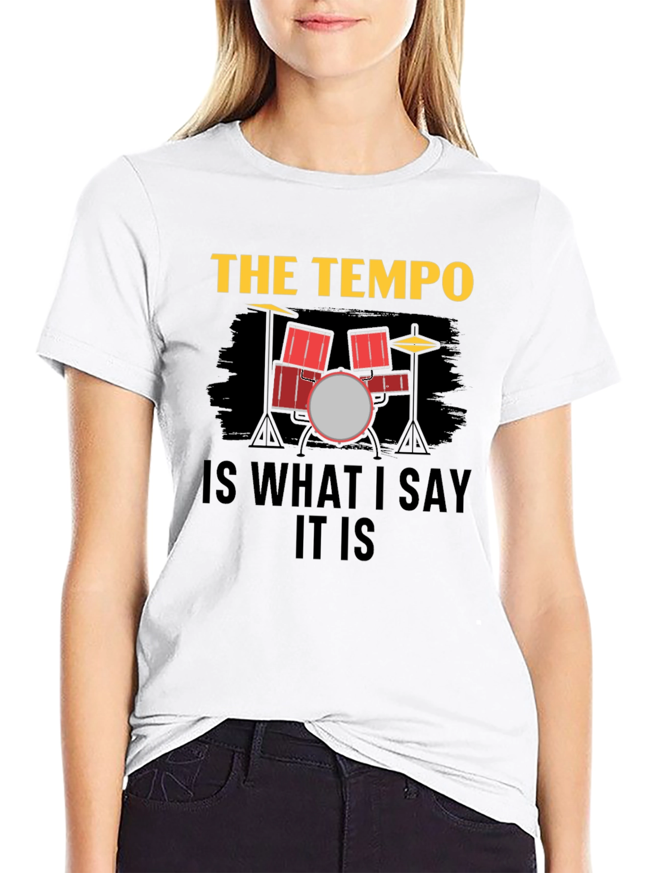 Black Drummer's Tempo Graphic Tee - Music Lover's T-Shirt view 9