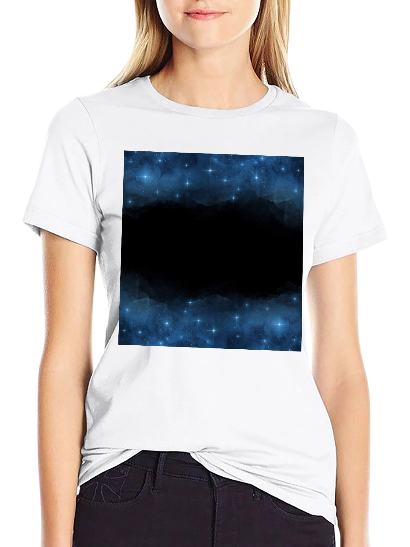 Black Nebula Graphic Print Crew Neck T-Shirt view 9