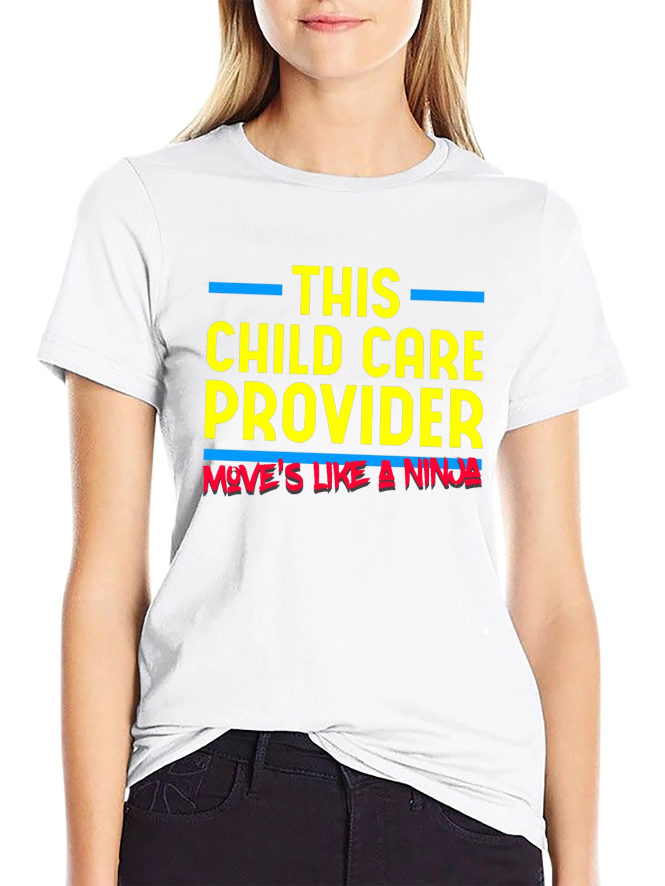 Black Child Care Provider Ninja T-Shirt view 9