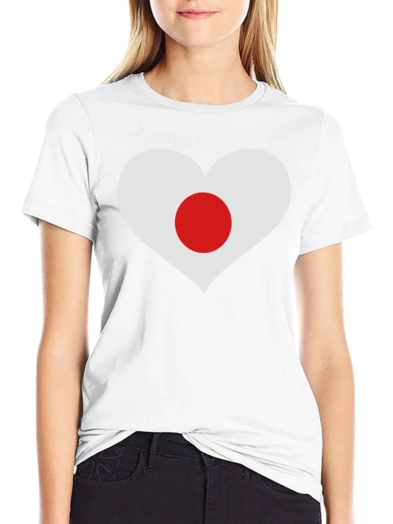 Black Japan Flag Heart Graphic T-Shirt view 9