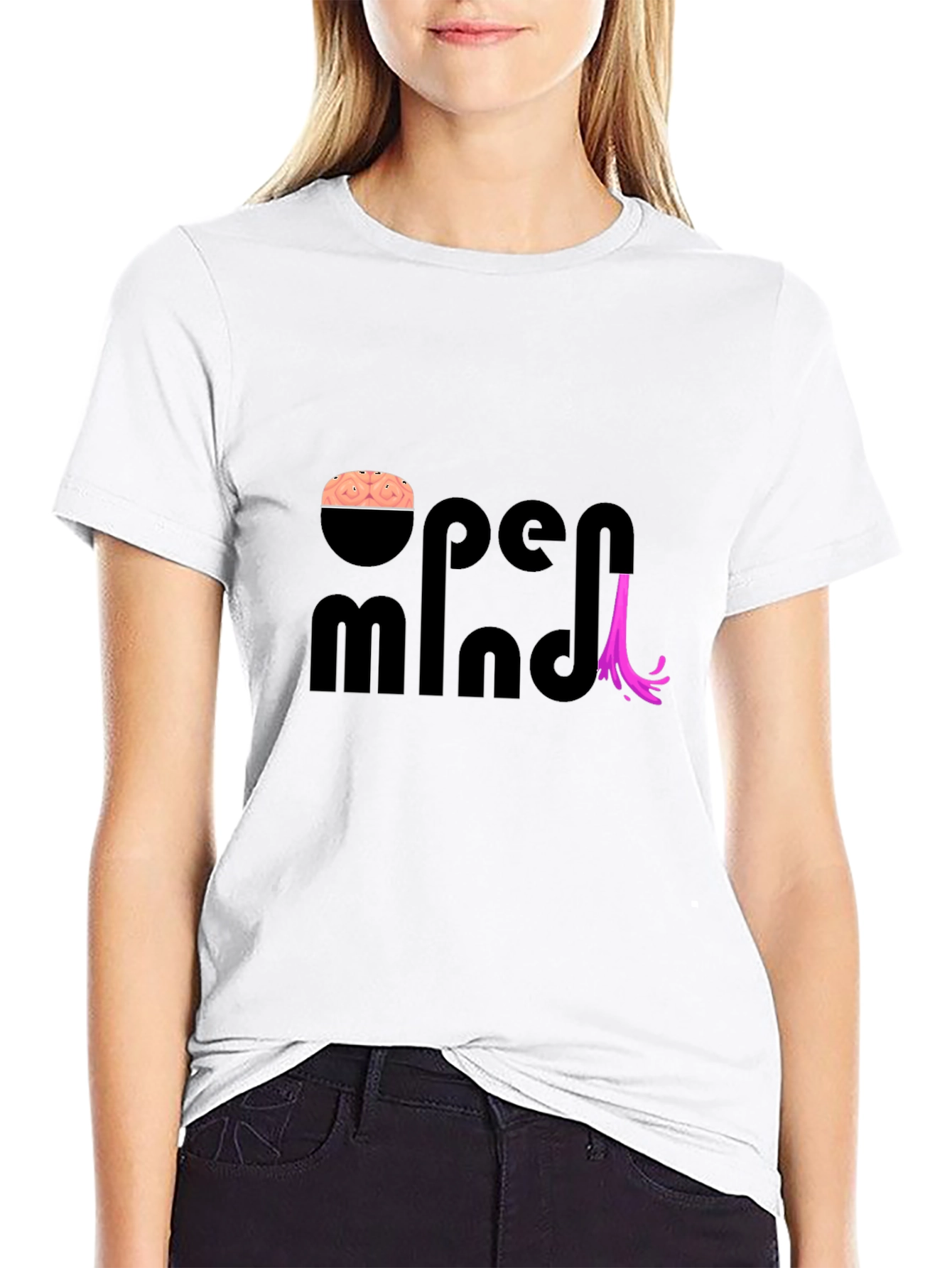 Black Open Mind T-Shirt - Creative Brain Design view 9