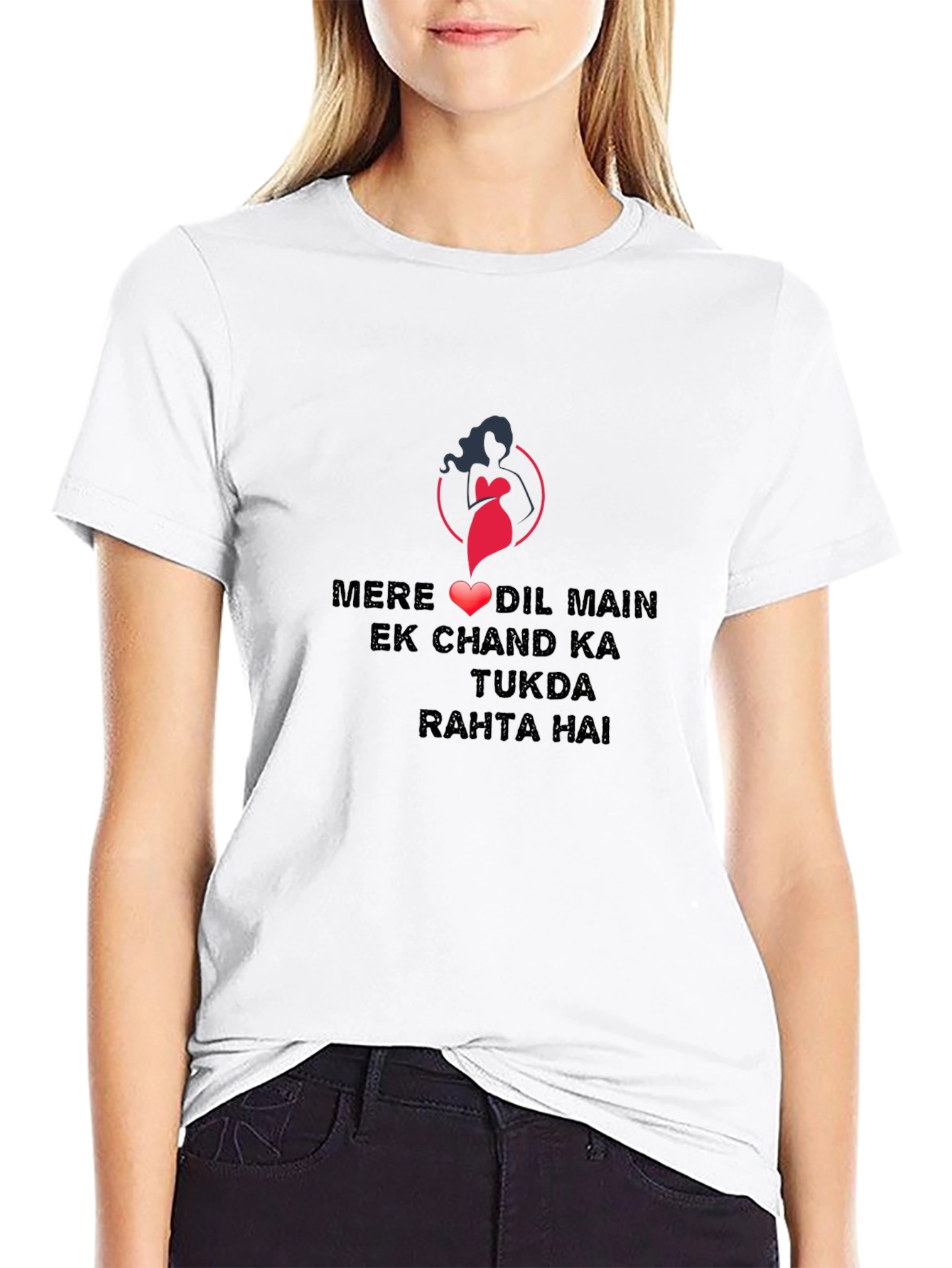 Black Black Graphic Tee - Romantic Hindi Love Quote Design view 9